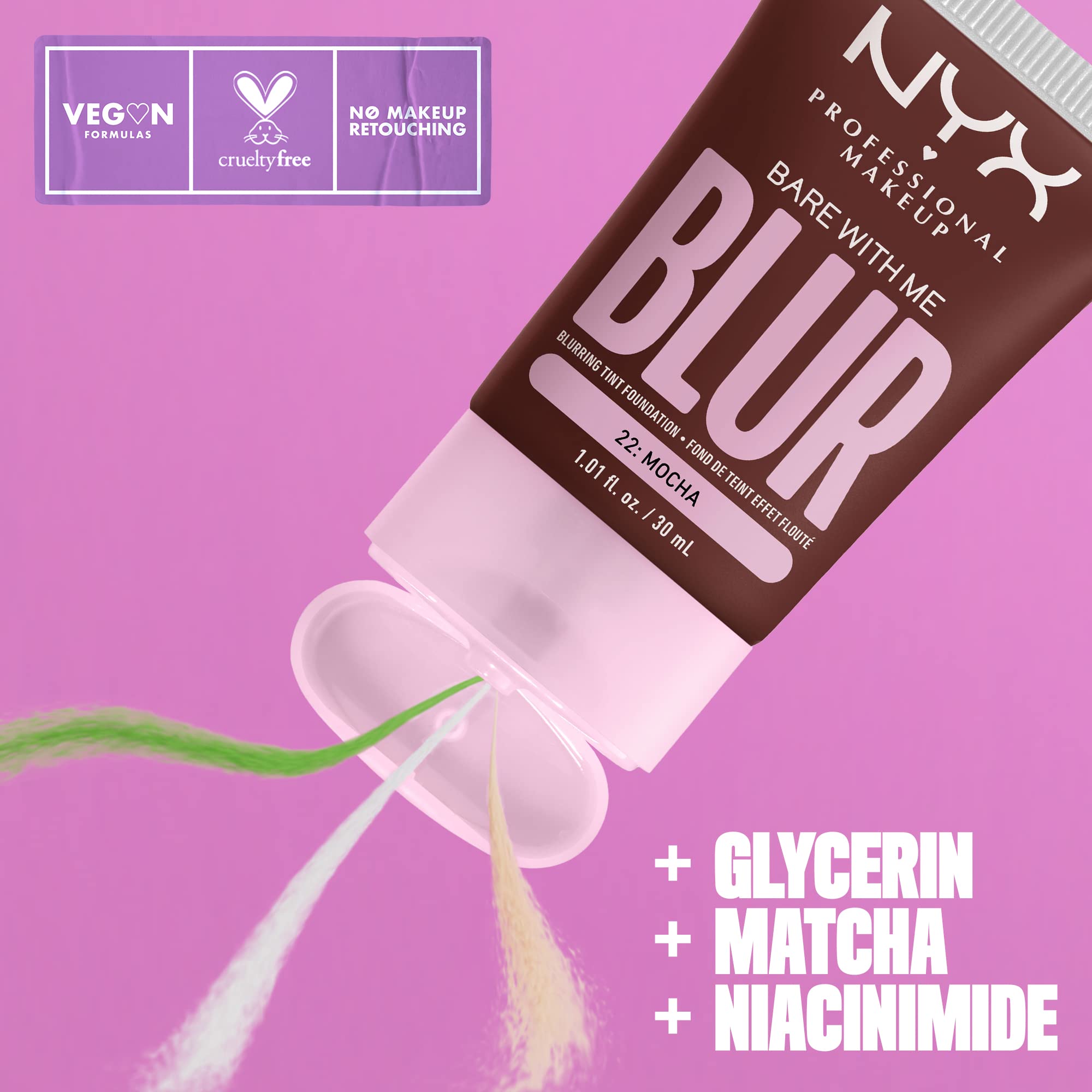 Foto 3 pulgar | Maquillaje Profesional De Base Nyx Bare With Me Mocha - Venta Internacional.