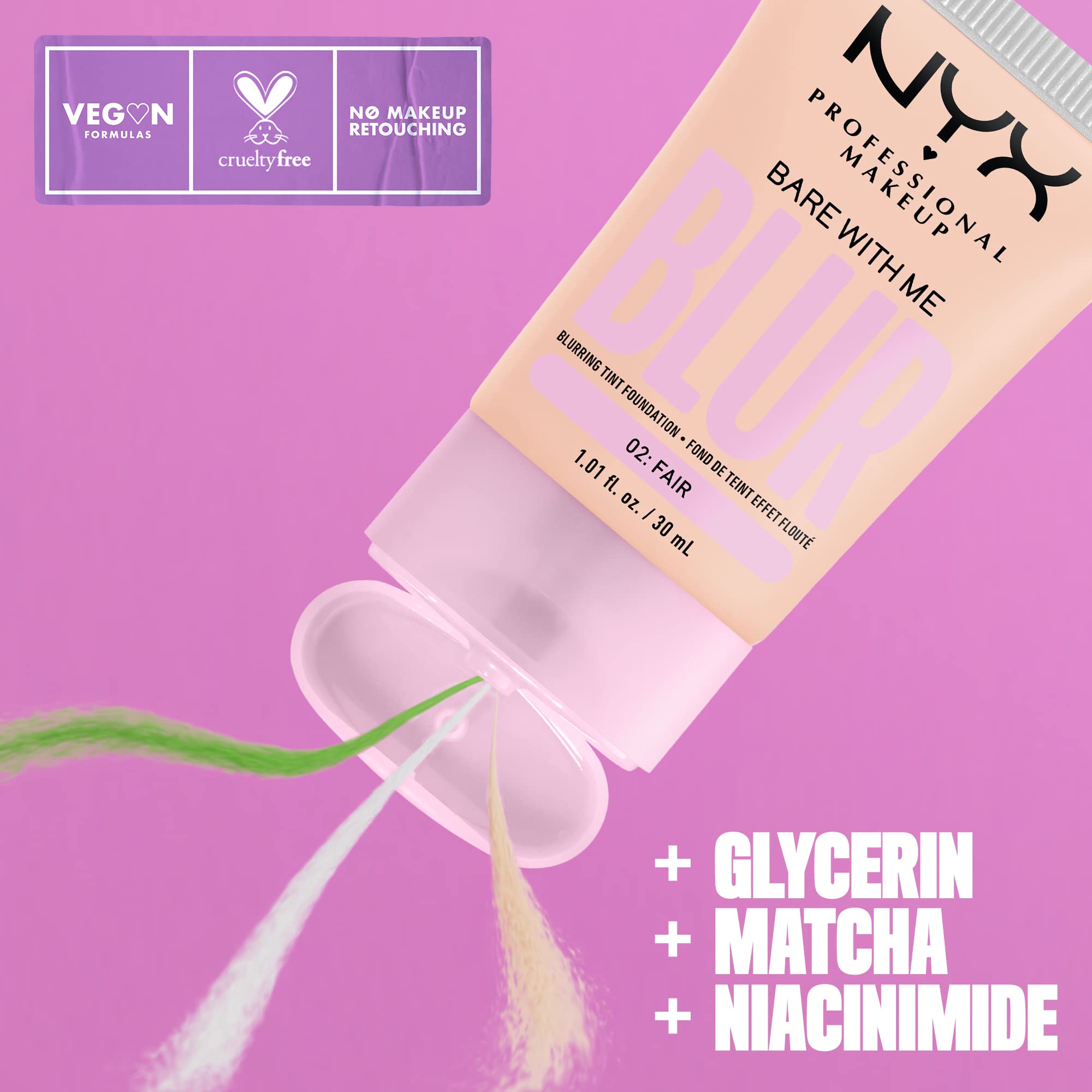 Foto 3 pulgar | Base Nyx Professional Makeup Bare With Me Blur Skin Tint - Venta Internacional.