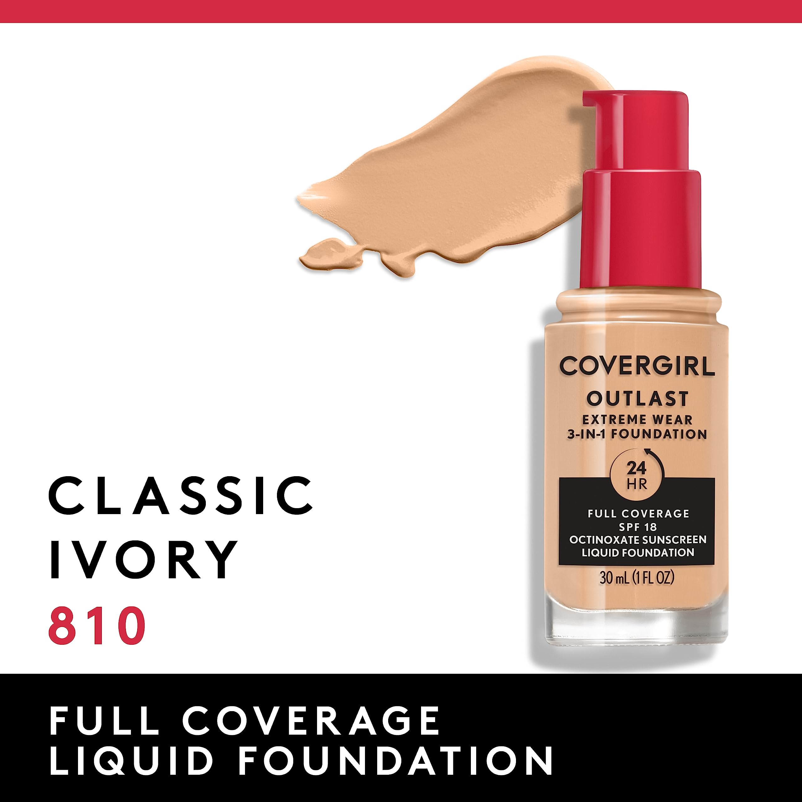 Foto 4 pulgar | Base De Maquillaje Líquida Covergirl Outlast Extreme Wear Spf 18 30 Ml - Venta Internacional.