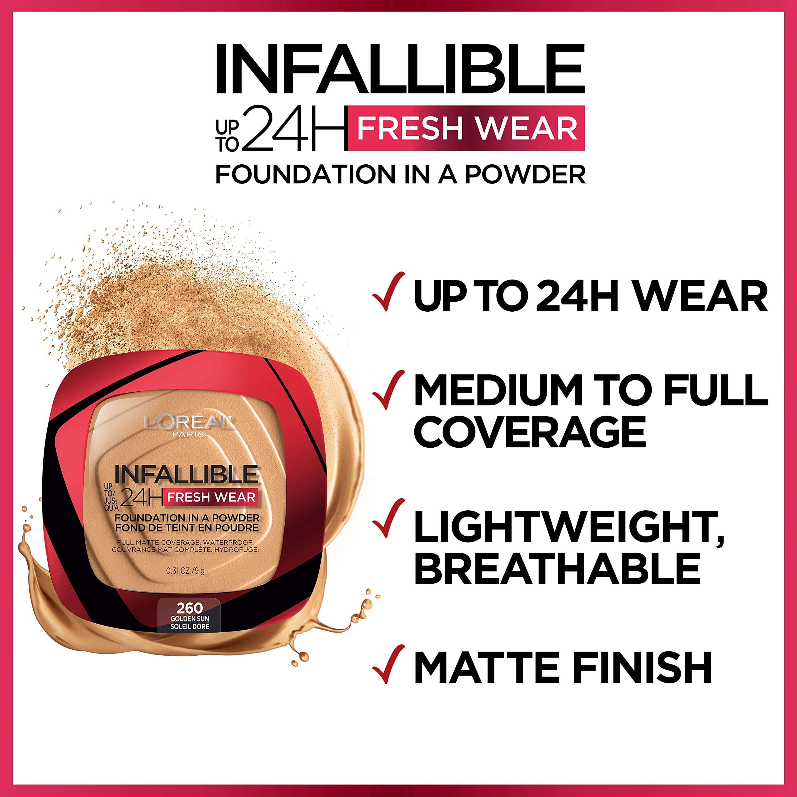 Foto 6 pulgar | Base L'oreal Paris Infallible Fresh Wear En Polvo, 9 Ml - Venta Internacional.