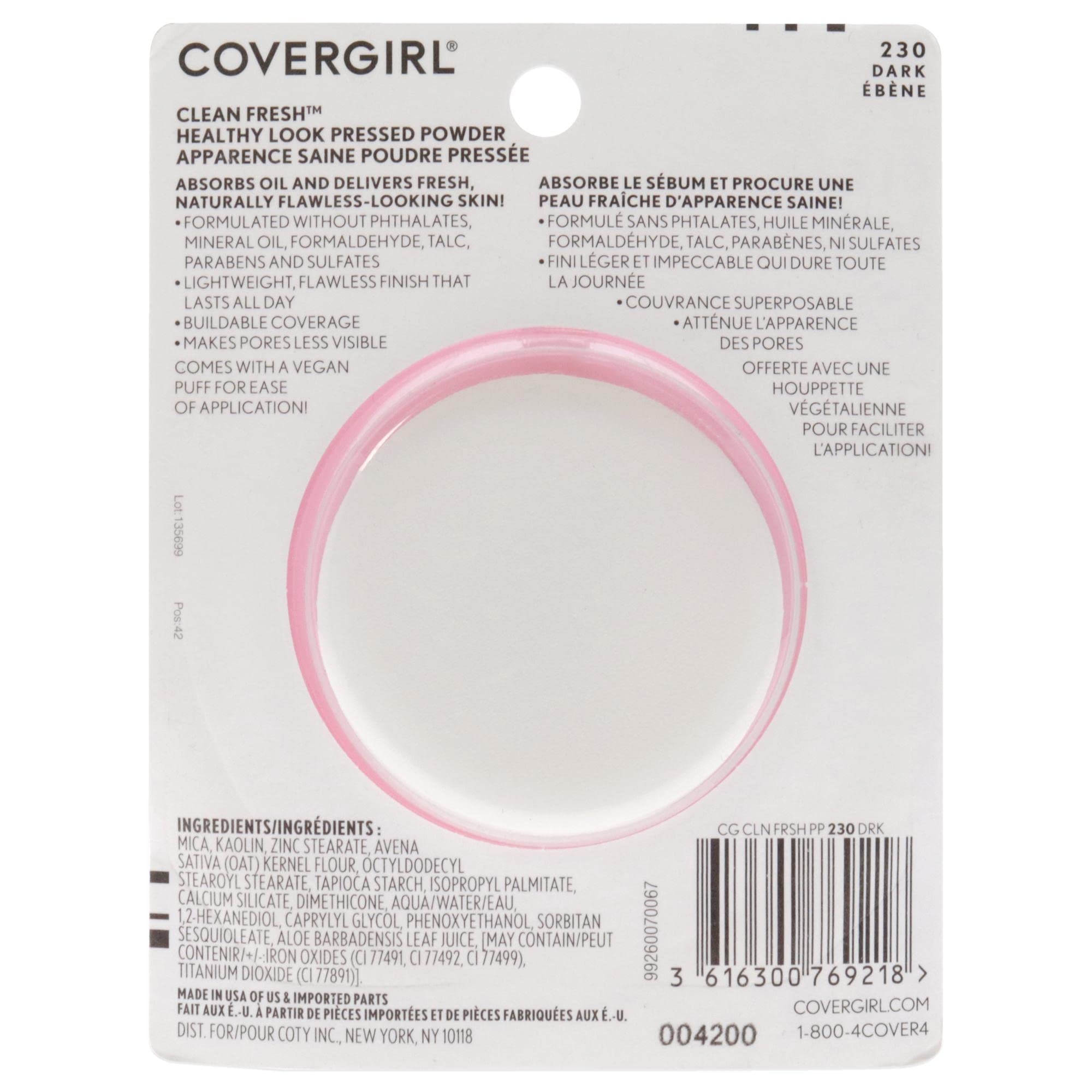 Foto 3 pulgar | Polvo Covergirl Clean Fresh Pressed Dark, 10 Ml, Vegano - Venta Internacional.