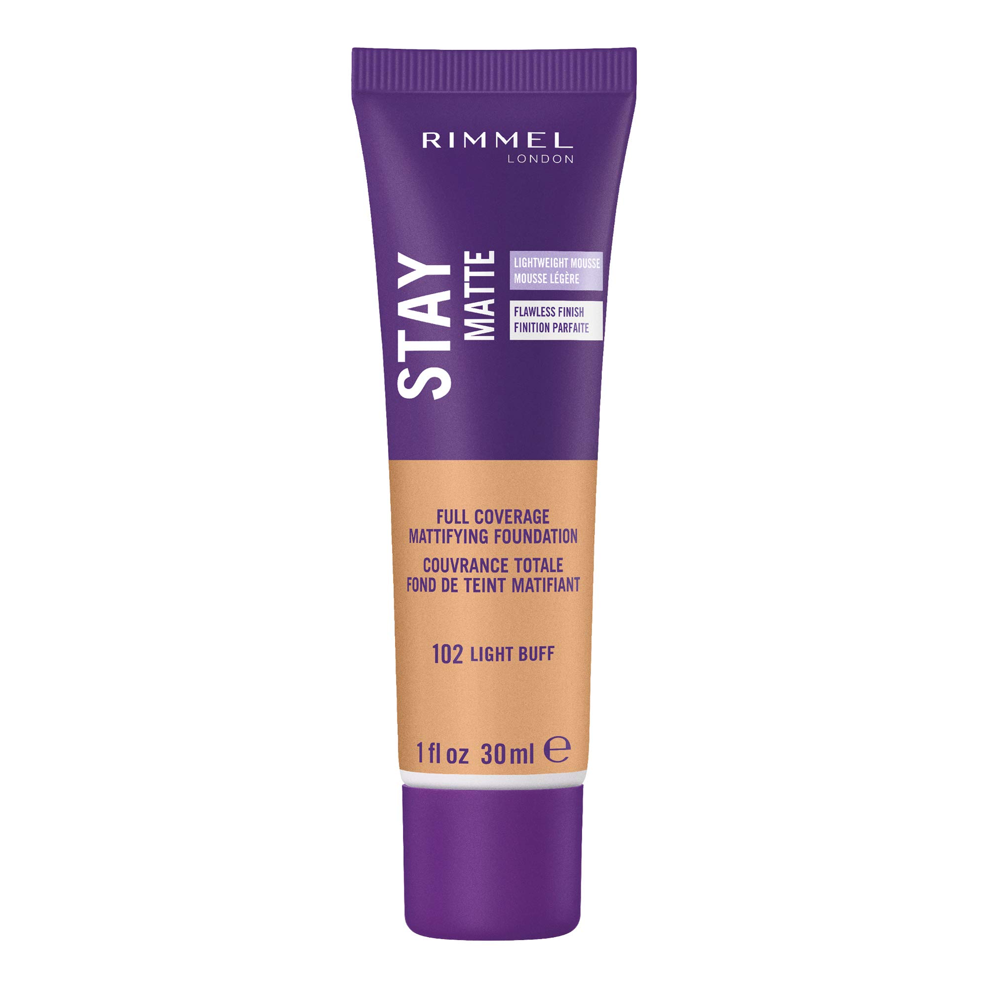 Foto 2 pulgar | Mousse Líquida Foundation Rimmel London Stay Matte, 30 Ml, 102 - Venta Internacional.