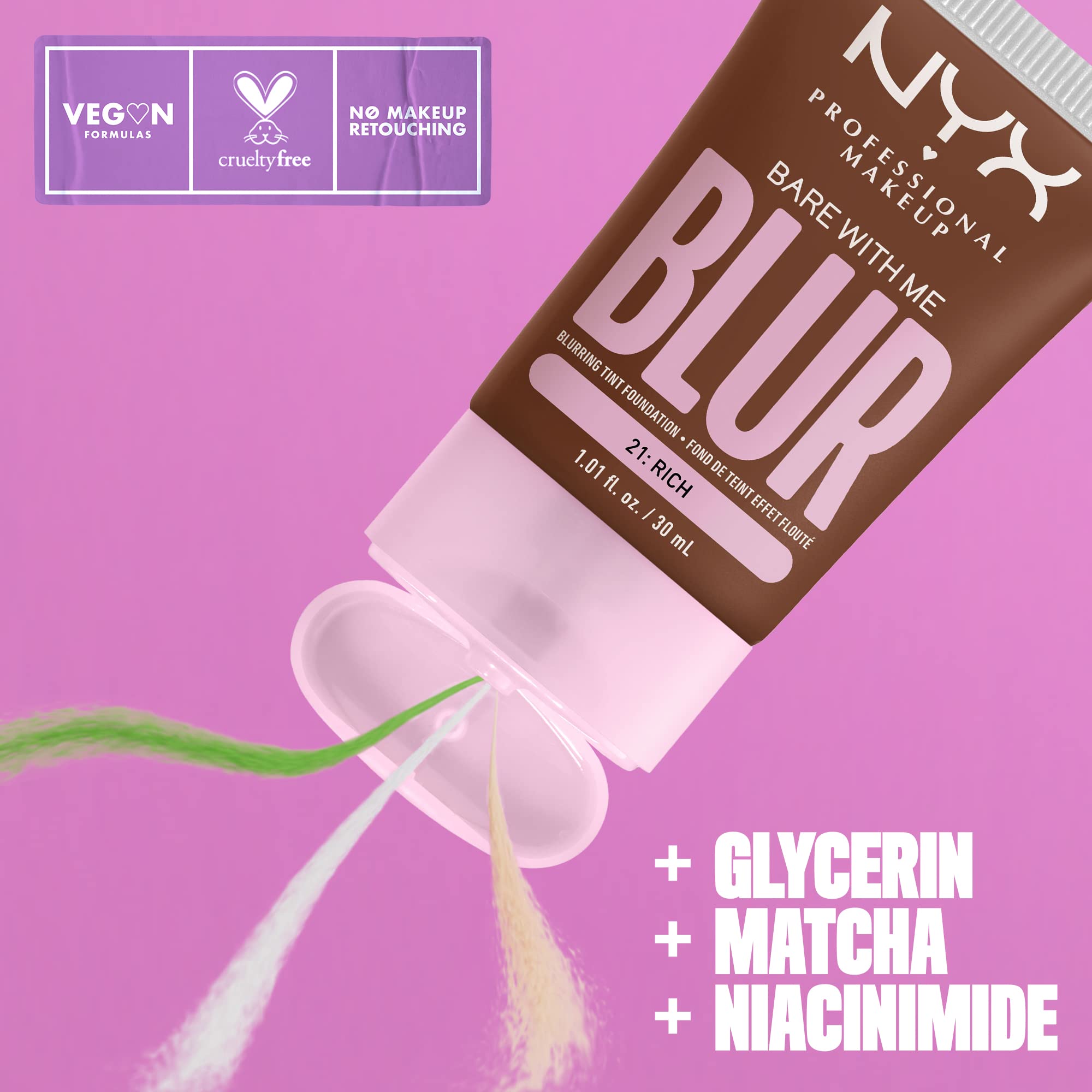 Foto 3 pulgar | Base Nyx Professional Makeup Bare With Me Blur Skin Tint - Venta Internacional.