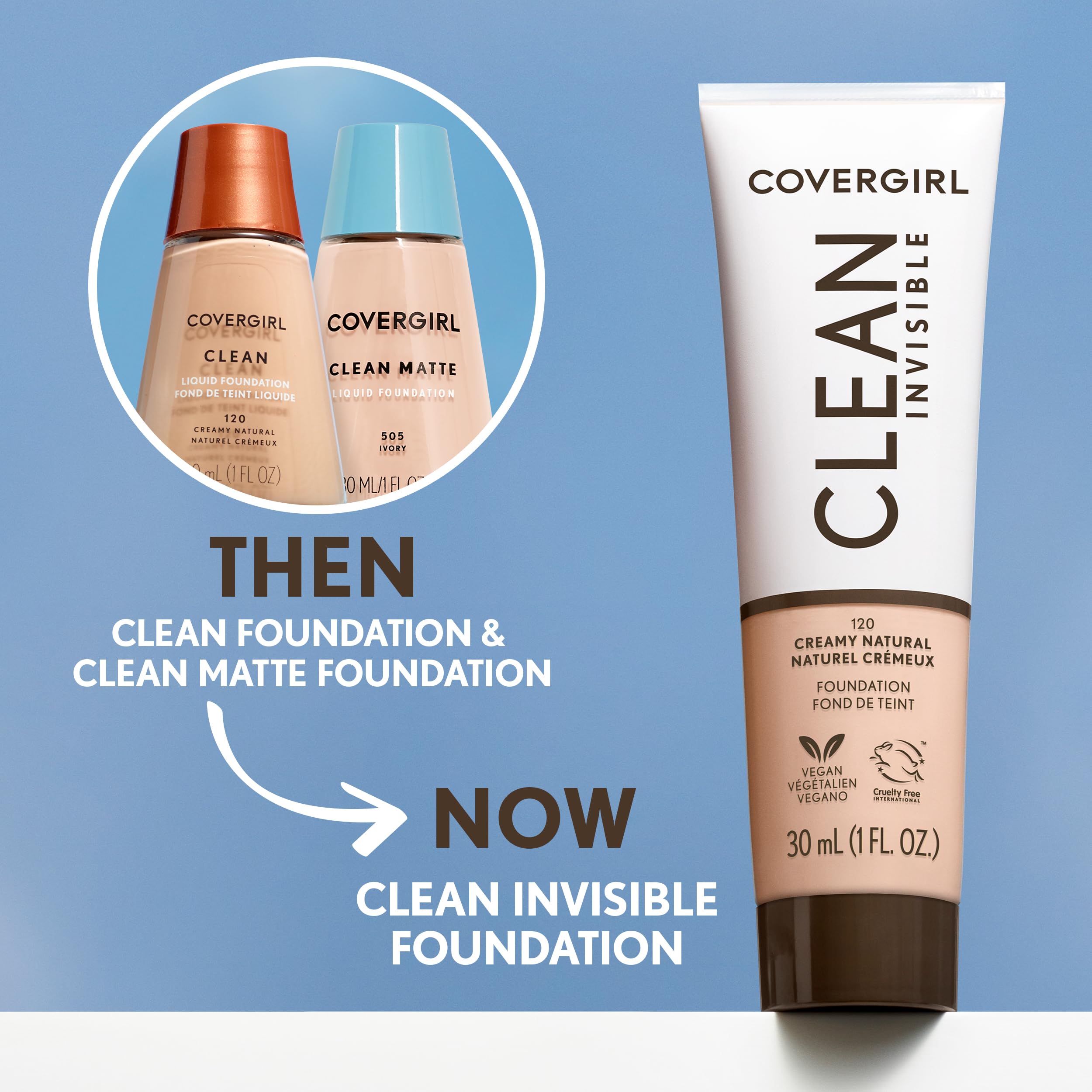 Foto 2 | Base De Maquillaje Covergirl Clean Invisible Golden Ivory, 30 Ml - Venta Internacional.