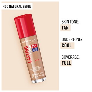 Foto 4 | Base Rimmel London Lasting Finish 25 Hr 400, Color Beige Natural - Venta Internacional.