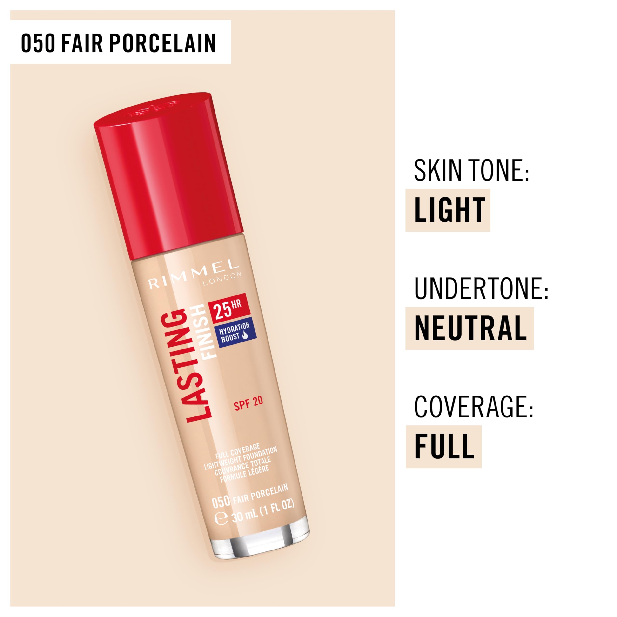 Foto 5 pulgar | Porcelana Transparente Foundation Rimmel London Lasting Finish 25 Hr 50 - Venta Internacional.