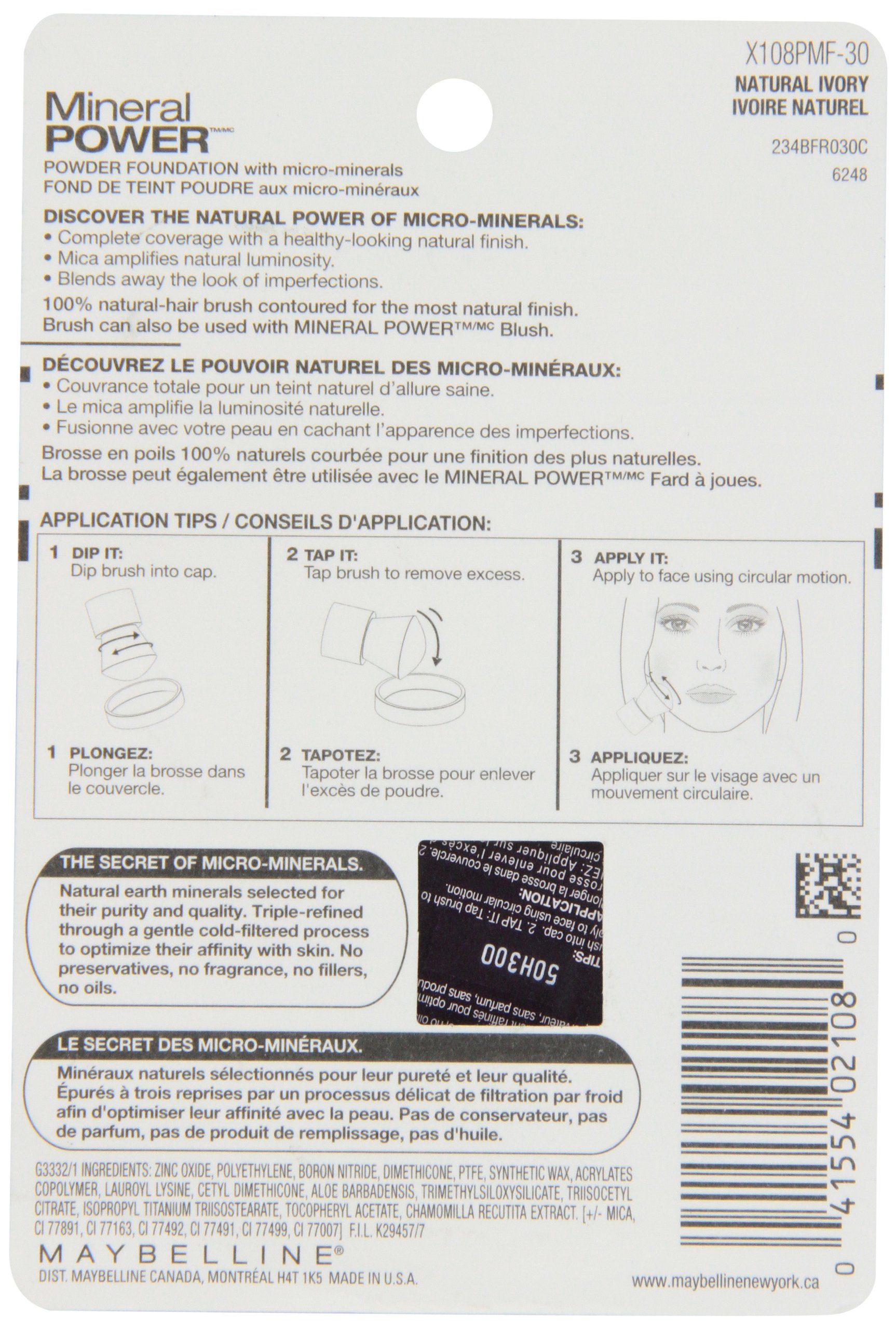 Foto 3 pulgar | Base de Maquillaje en Polvo Maybelline Mineral Power Natural Ivory 8 G - Venta Internacional