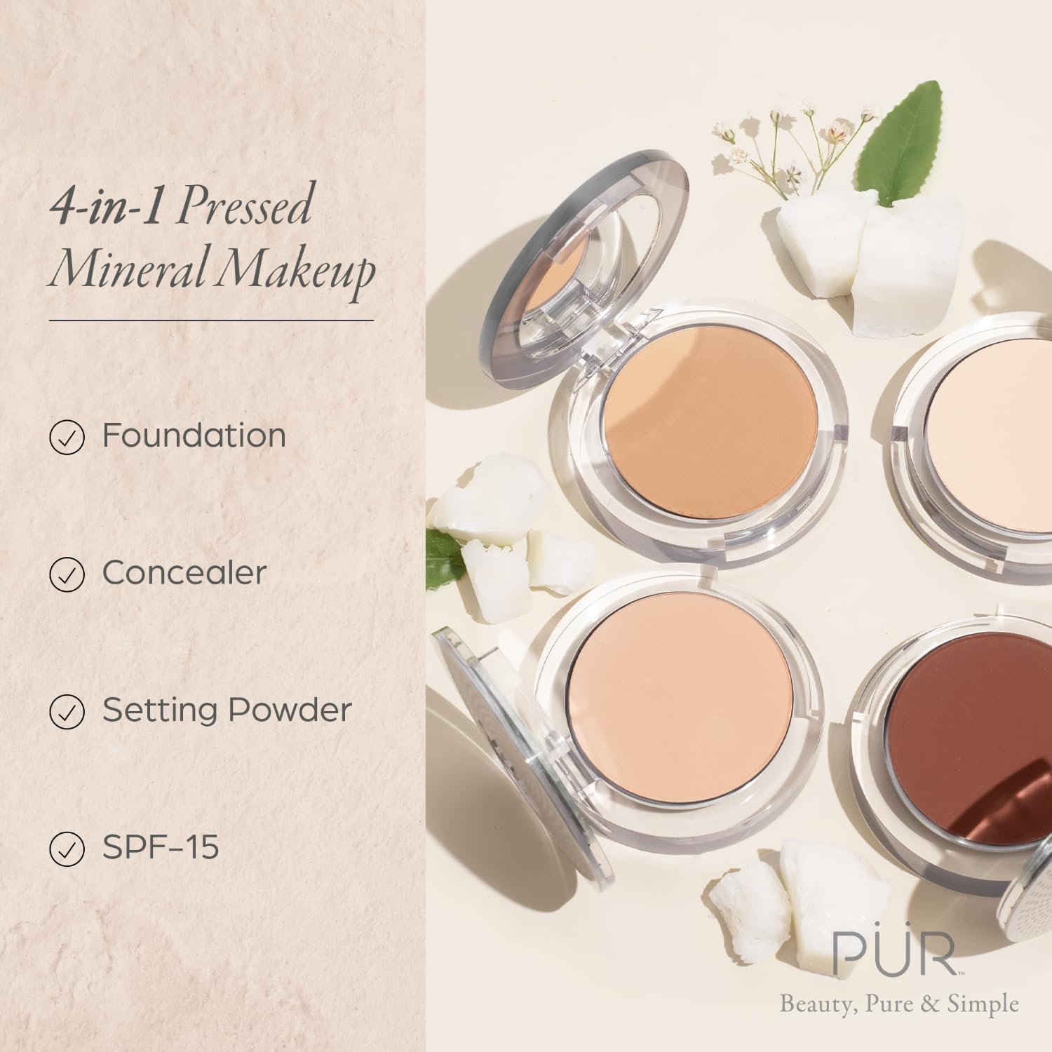 Foto 3 pulgar | Maquillaje Pür Minerals Pür Mineral Prensado 4 En 1 Con Spf 15 - Venta Internacional.