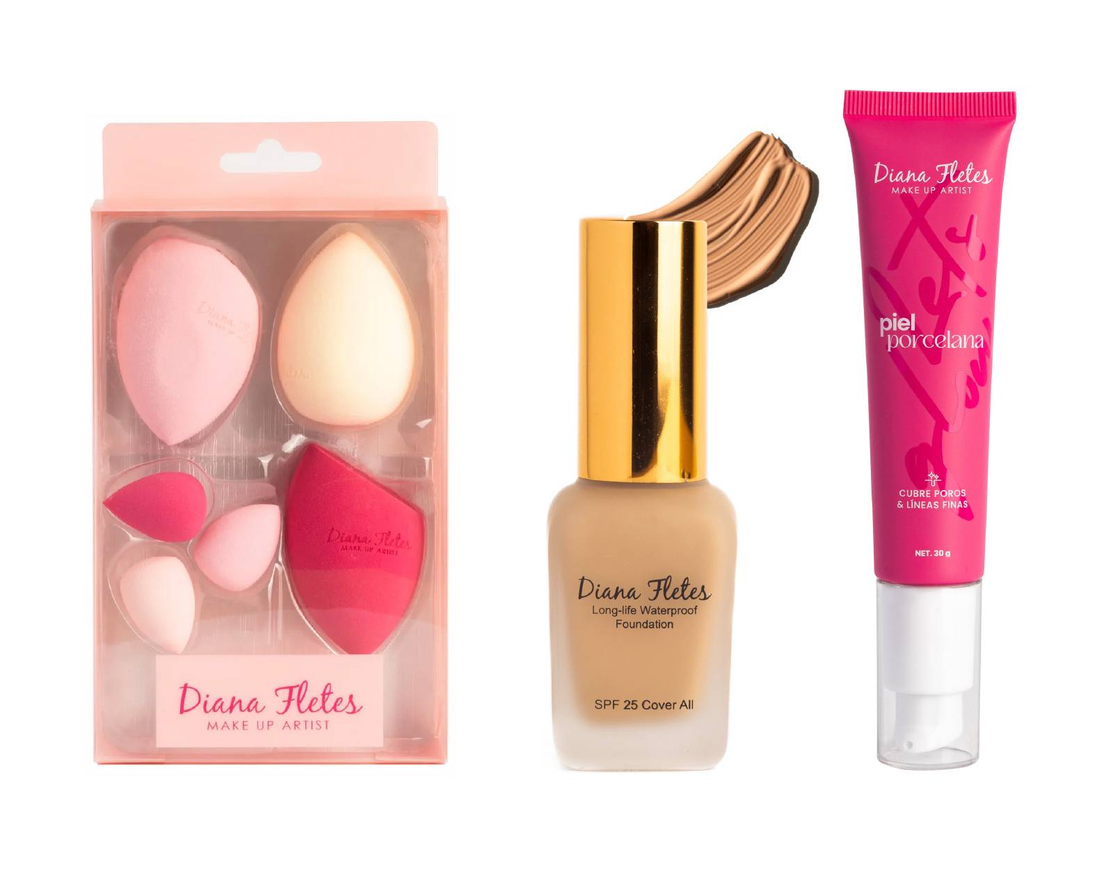 Kit Maquillaje Diana Fletes Gold Edition Rich Brep-01 Con Primer Y Esponjas