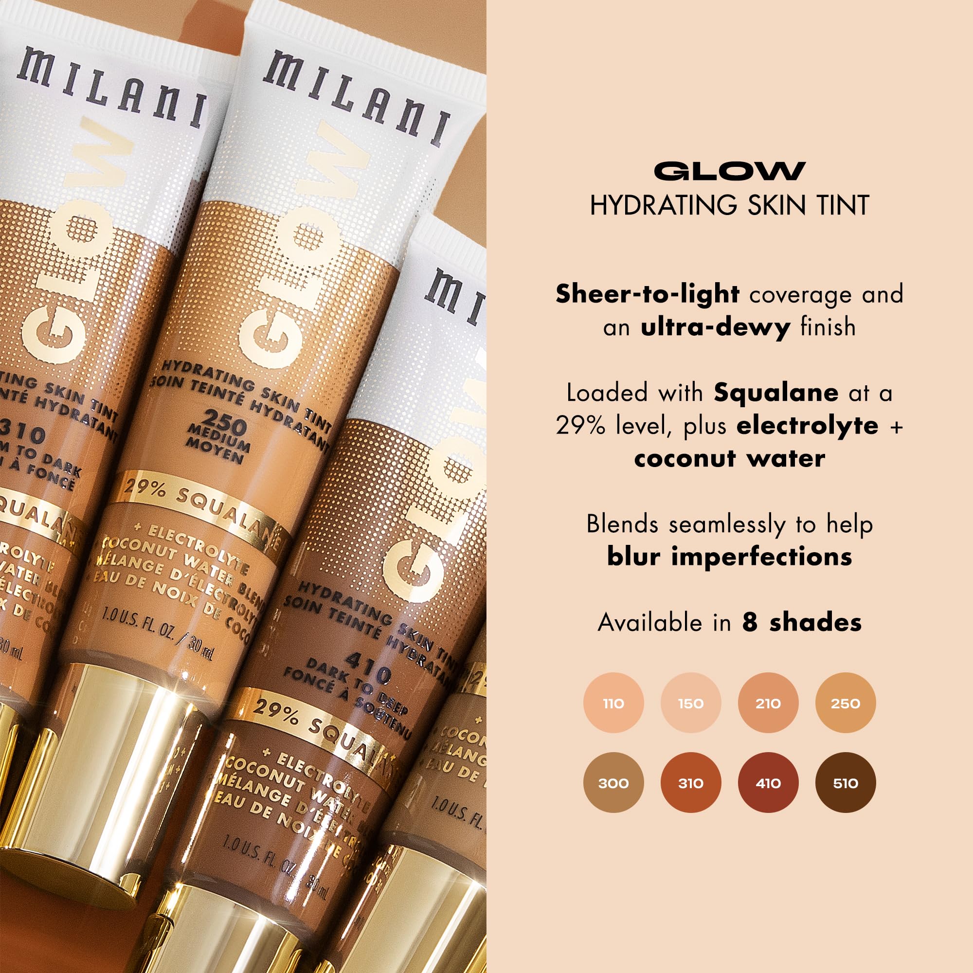Foto 6 pulgar | Tinte Para Piel Milani Glow Hydrating Con Escualano 29% 30 Ml - Venta Internacional.