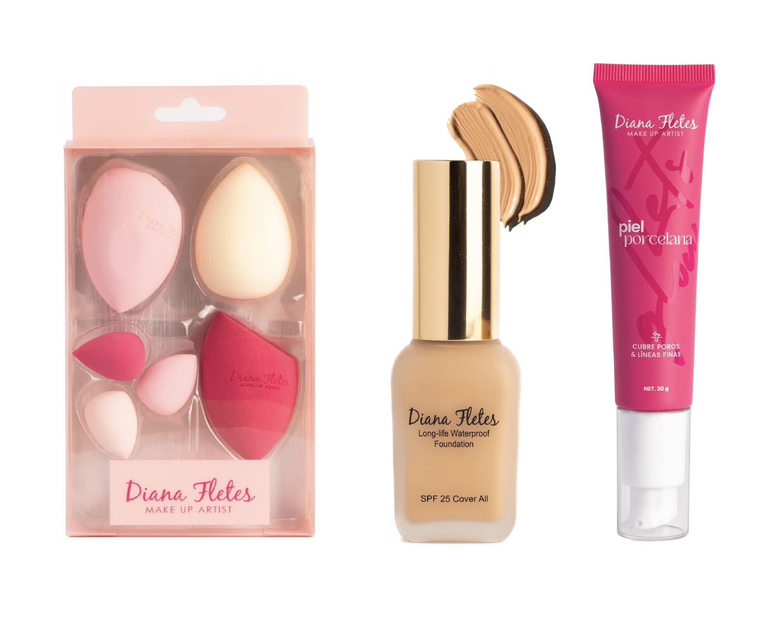 Foto 2 pulgar | Kit de Maquillaje Diana Fletes Gold Edition Nude Bnep-01 con Primer y Esponjas