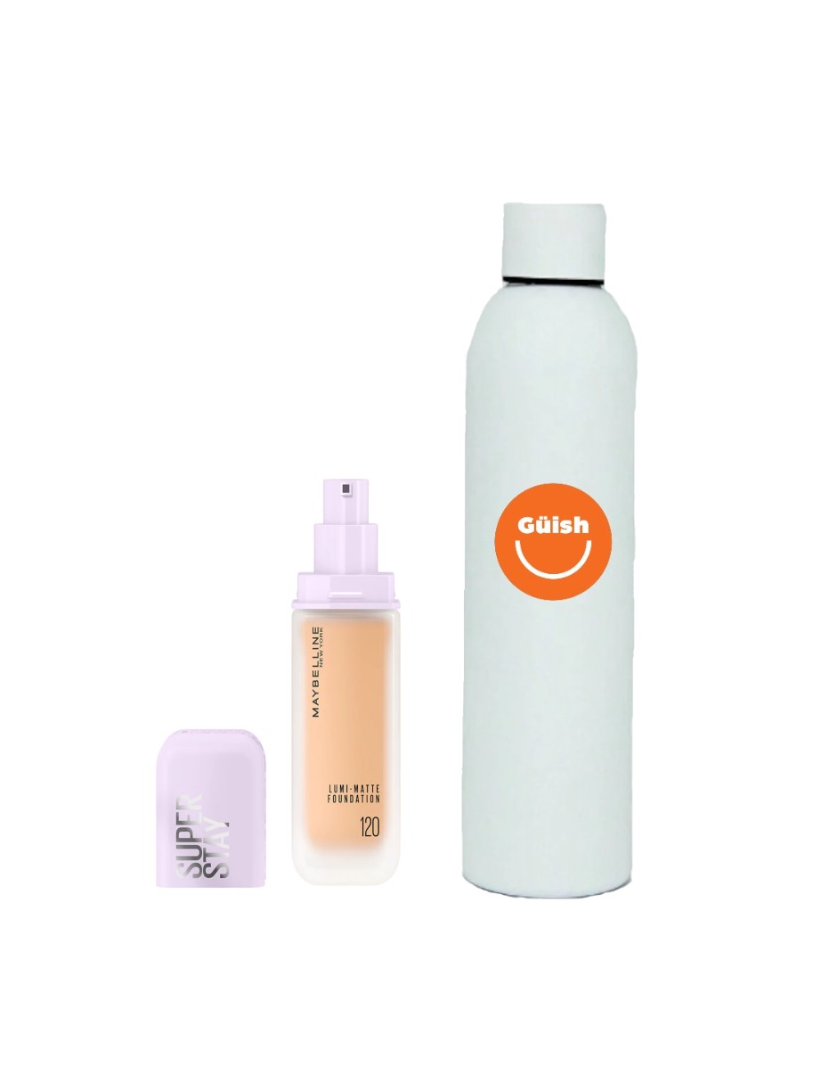 Foto 2 pulgar | Base Maybelline Super Stay Lumi Matte 120 + Termo de Agua de Regalo Güish