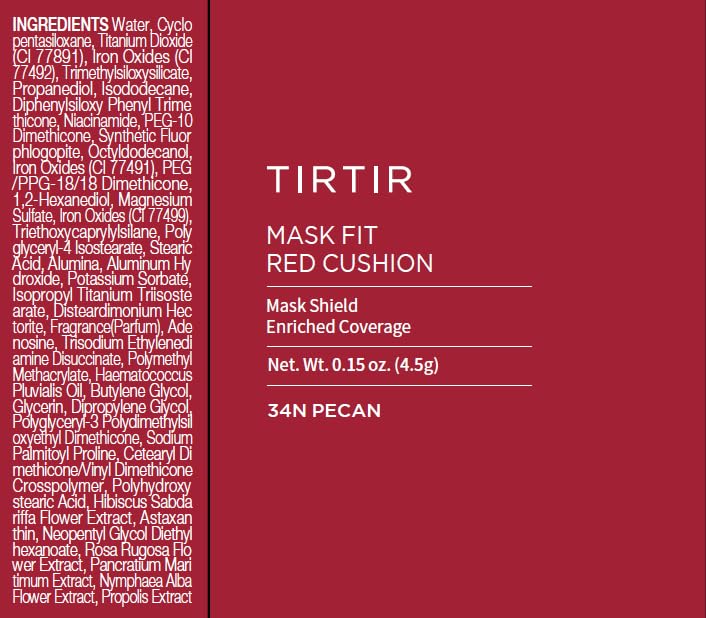Foto 7 pulgar | Mascarilla Tirtir De Cushion Foundation, Color Rojo 34 N, 18 Ml - Venta Internacional.