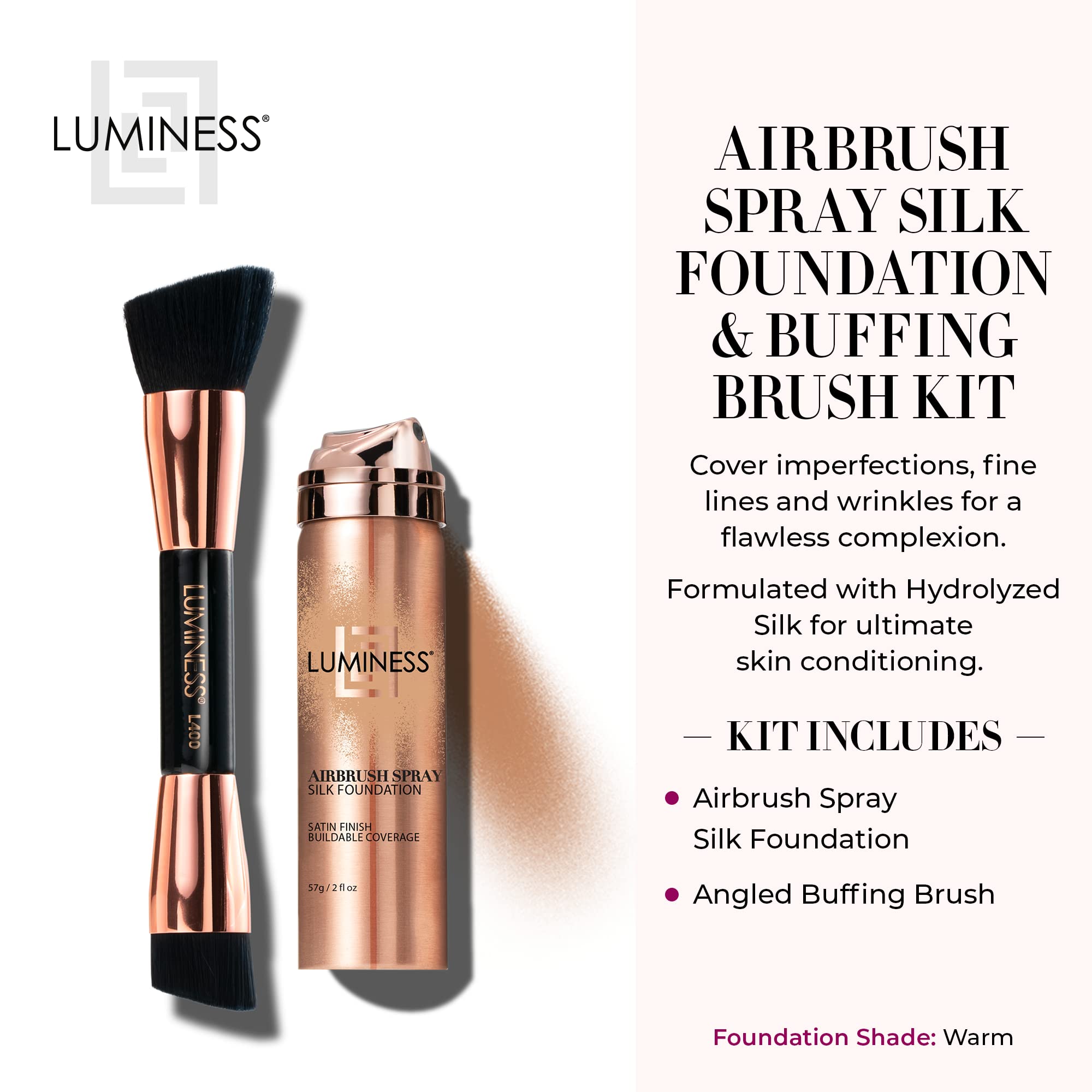 Foto 2 | Kit De Base En Aerosol Con Aerógrafo Luminess Silk Con Brocha Para Pulir - Venta Internacional.