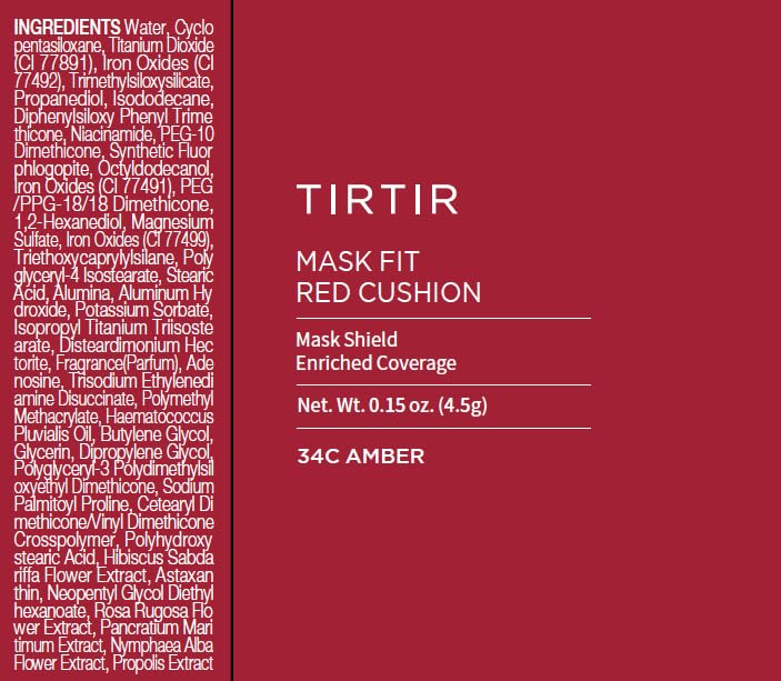 Foto 7 pulgar | Mascarilla Tirtir De Cushion Foundation, Color Rojo 34c, Ámbar, 18 Ml - Venta Internacional.