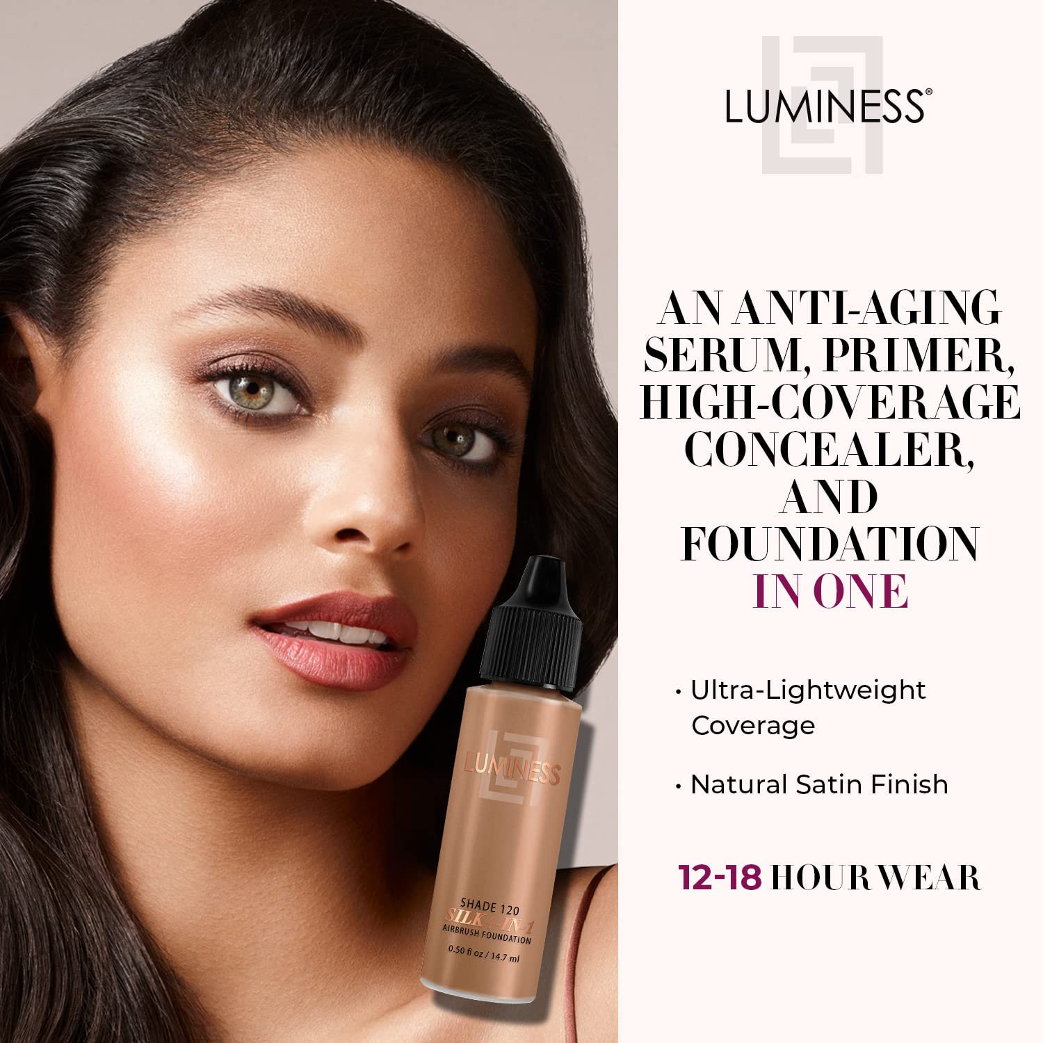 Foto 2 | Sombra Para Aerógrafo Air Silk 4 En 1 De Foundation Luminess, 120, 15 Ml - Venta Internacional.