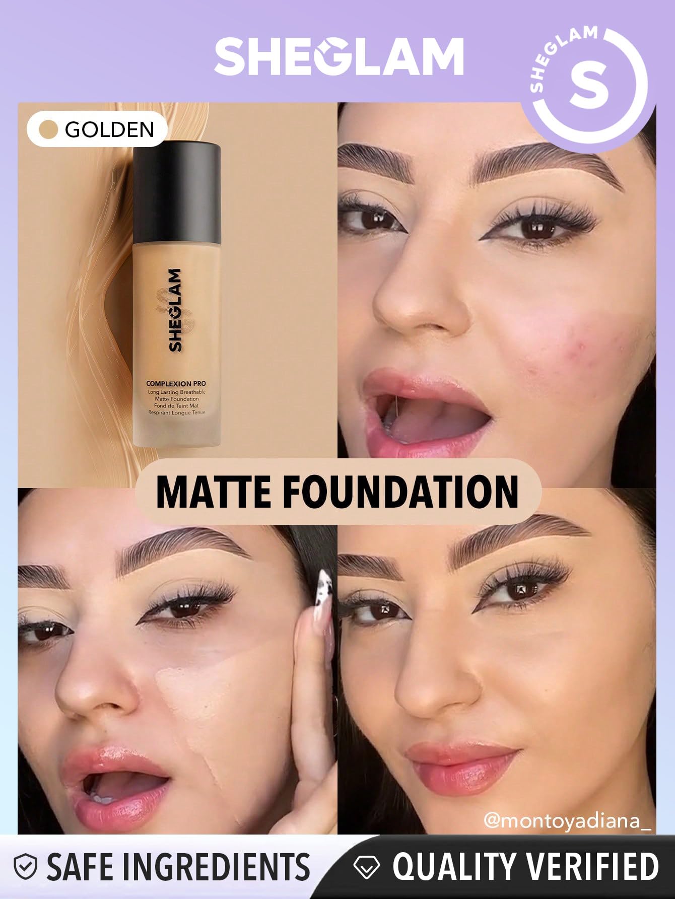 Foto 2 | Base De Maquillaje Sheglam Complexion Pro Dorada Mate De Larga Duración - Venta Internacional.