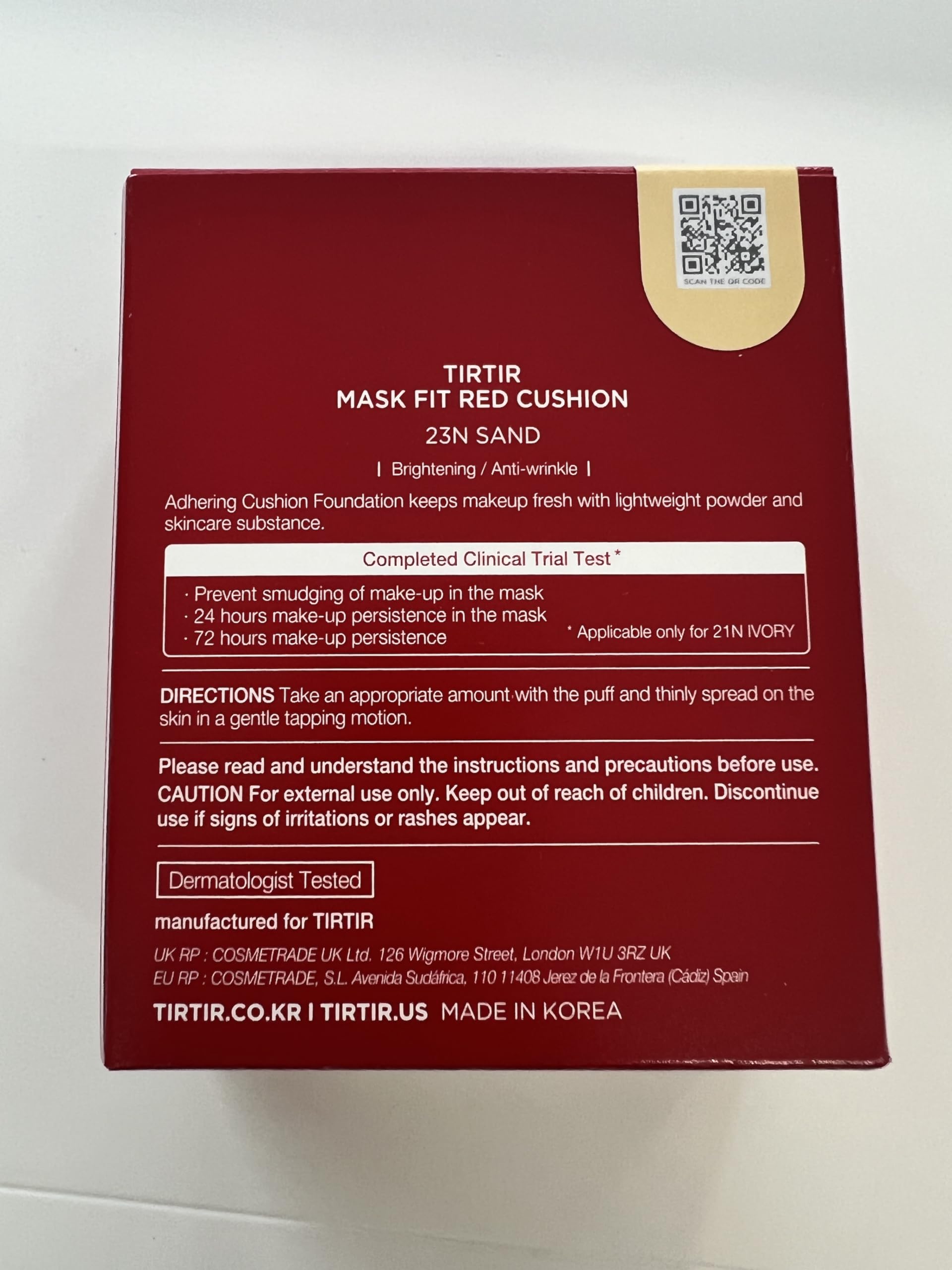 Foto 7 pulgar | Mascarilla Tirtir De Cushion Foundation, Color Rojo, Duradera, 4,5 Ml, 23 N - Venta Internacional.