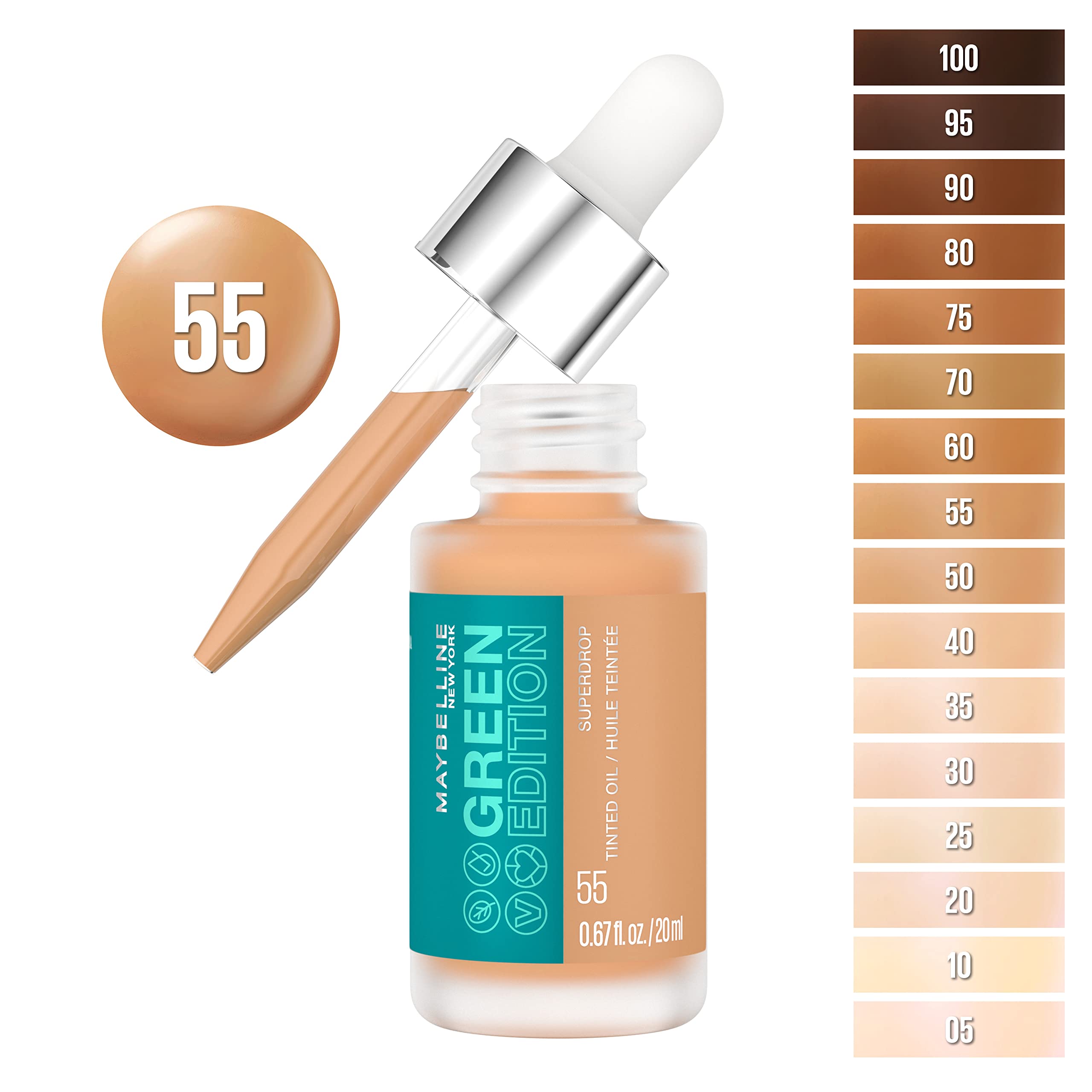 Foto 3 pulgar | Makeup Maybelline Green Edition Superdrop Teted Oil Base 55 - Venta Internacional.