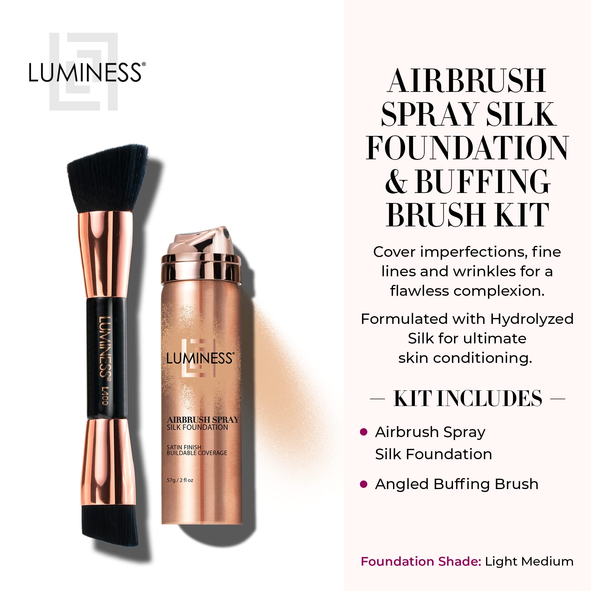 Foto 2 | Kit De Base En Aerosol Con Aerógrafo Luminess Silk Light Medium - Venta Internacional.