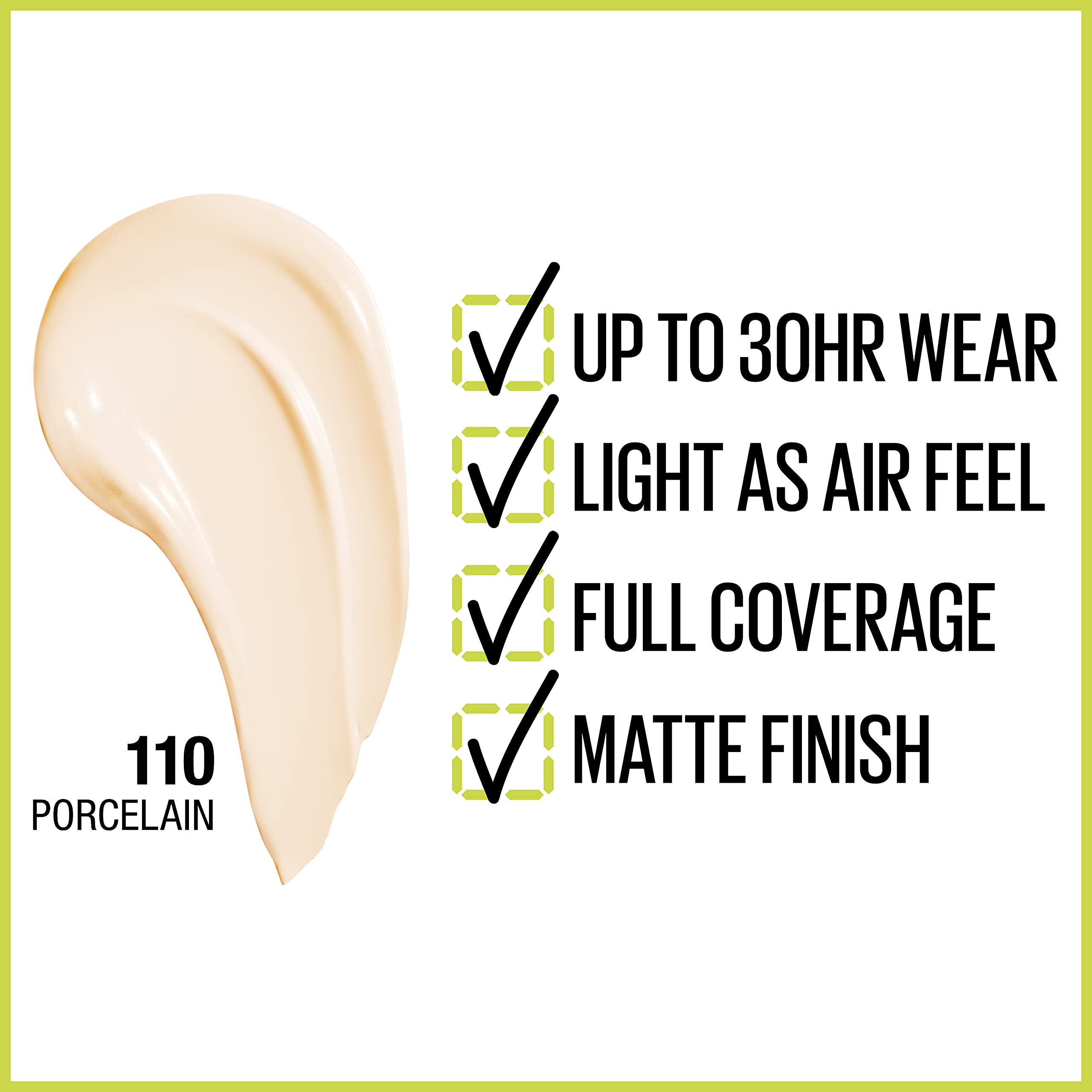 Foto 3 pulgar | Base de Maquillaje Maybelline Super Stay 110 Porcelan-Venta Internacional