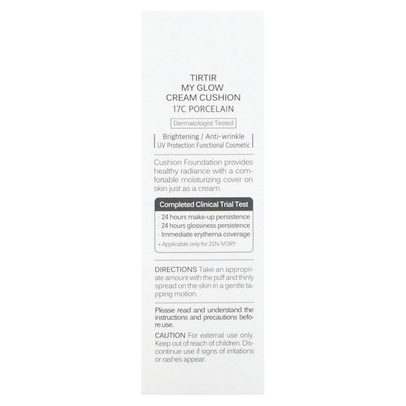 Foto 4 pulgar | Cushion Tirtir My Glow Cream Spf 30 Pa++ 17c  Porcelana  18 G - Venta Internacional.