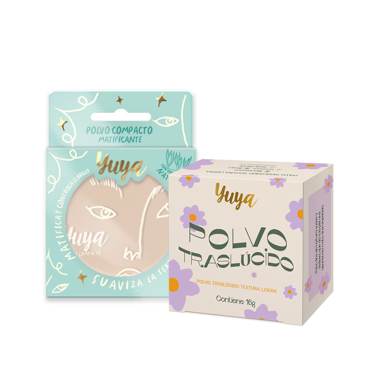 Polvo Traslúcido y Polvo Compacto Yuya Yumakros7543 2 Piezas $340