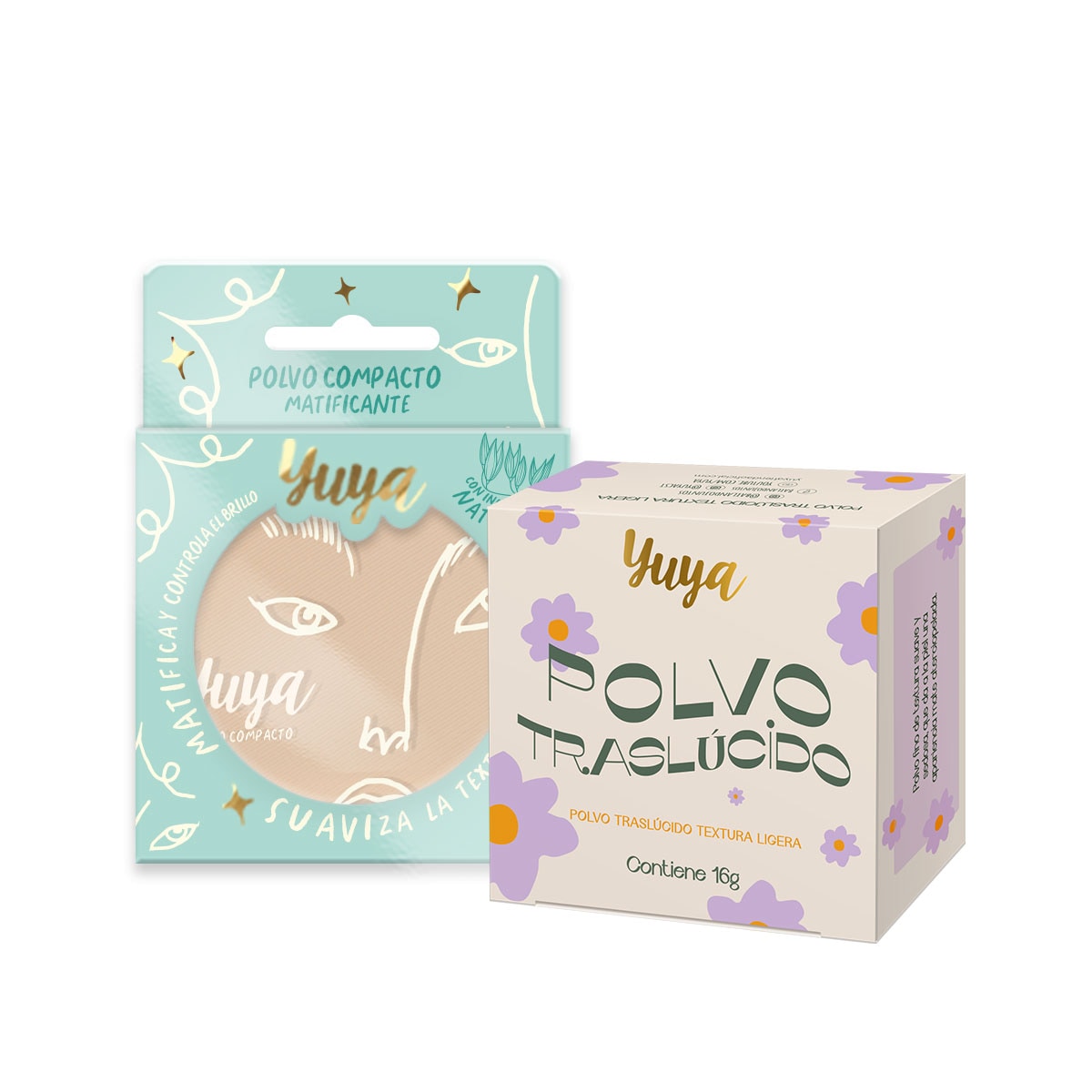 Polvo Traslúcido y Polvo Compacto Yuya Yumakros7550 2 Piezas $340