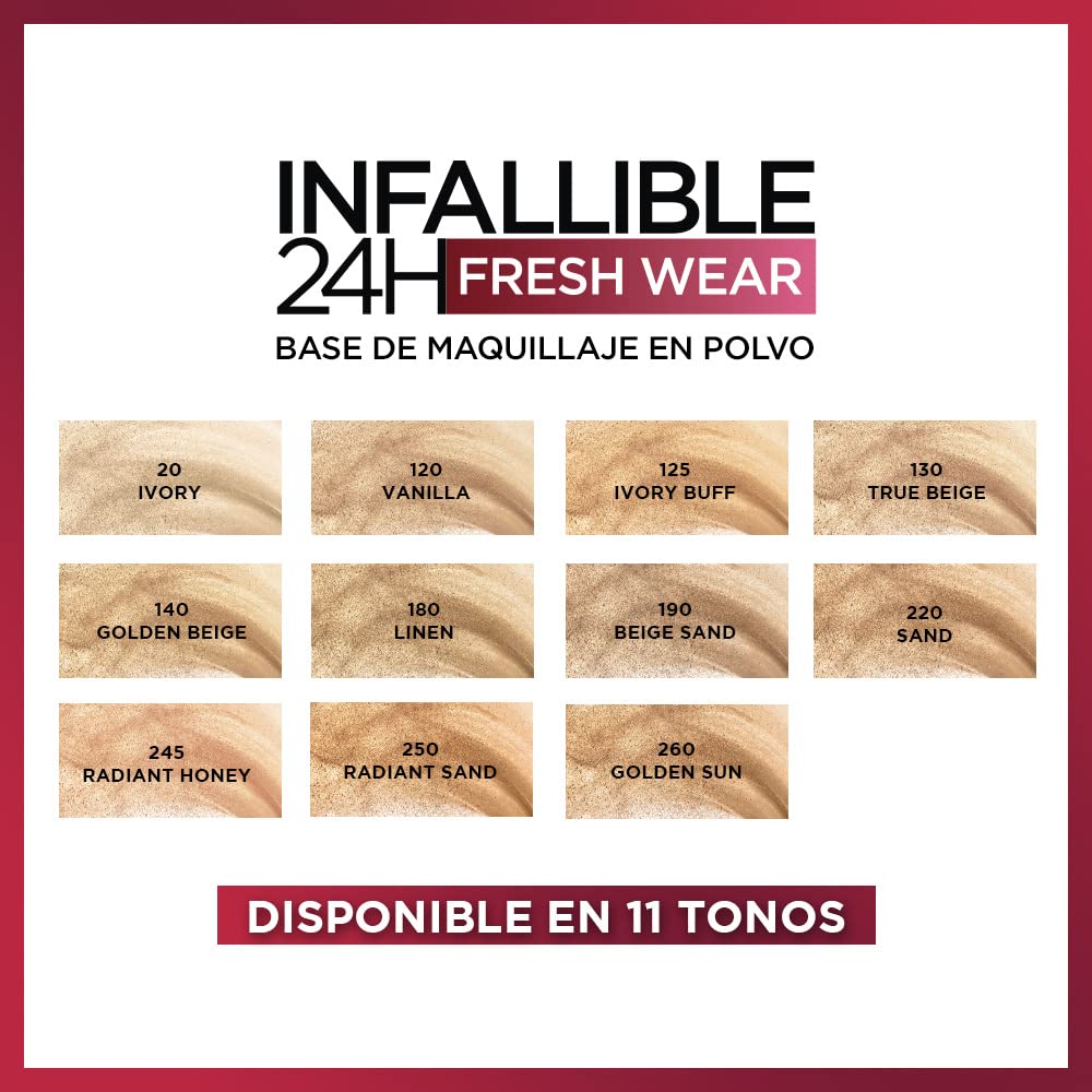 Foto 7 pulgar | Base L'oreal Paris Infallible Fresh Wear En Polvo, 9 Ml - Venta Internacional.