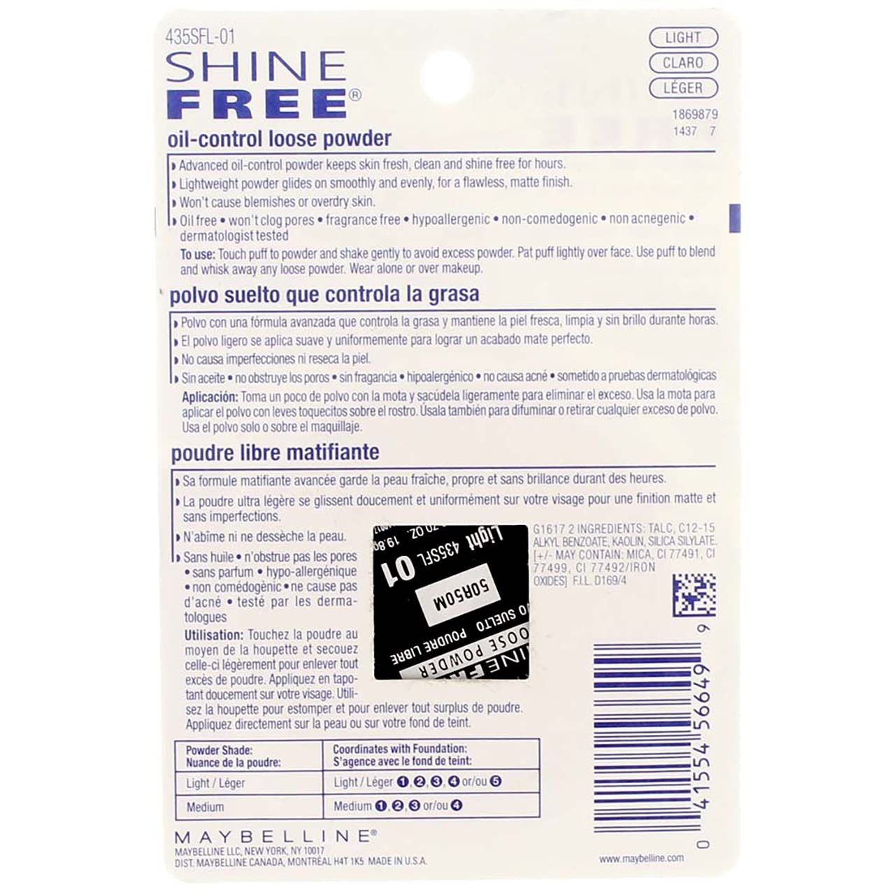 Foto 7 pulgar | Polvo Suelto Maybelline New York Shine Free Oil-control - Venta Internacional.