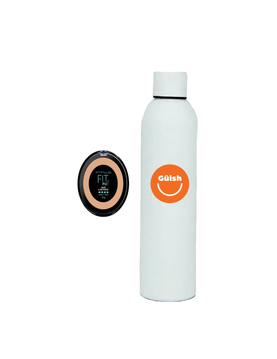 Polvo Compacto Maybelline Fit Me! Tono Sun Beige + Termo De Agua De Regalo Güish