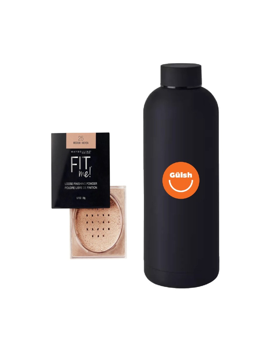 Polvo Maybelline Fit Me Loose Finishing Tono 25 Medium + Termo De Agua De Regalo Güish