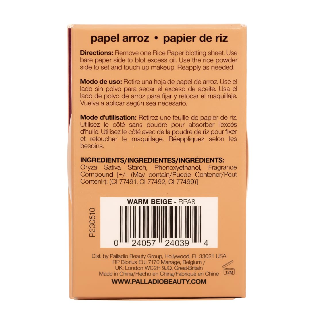 Foto 4 | Pañuelos Faciales Palladio Rice Paper Para Piel Grasa  Paquete De 40 Hojas - Venta Internacional.