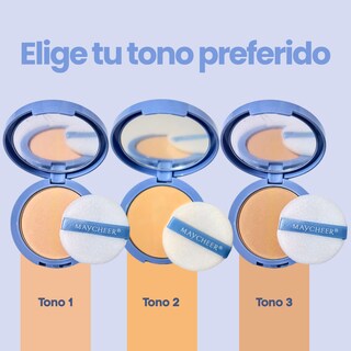 Foto 2 | Polvo Compacto Matificador Fijador Base Maquillaje Natural (tono 2)