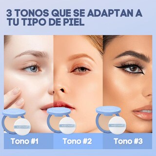 Foto 3 | Polvo Compacto Matificador Fijador Base Maquillaje Natural (tono 2)