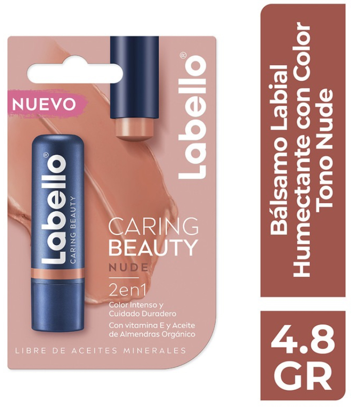 Foto 3 pulgar | Bálsamo Labial Labello Caring Beauty color Nude 4.8g