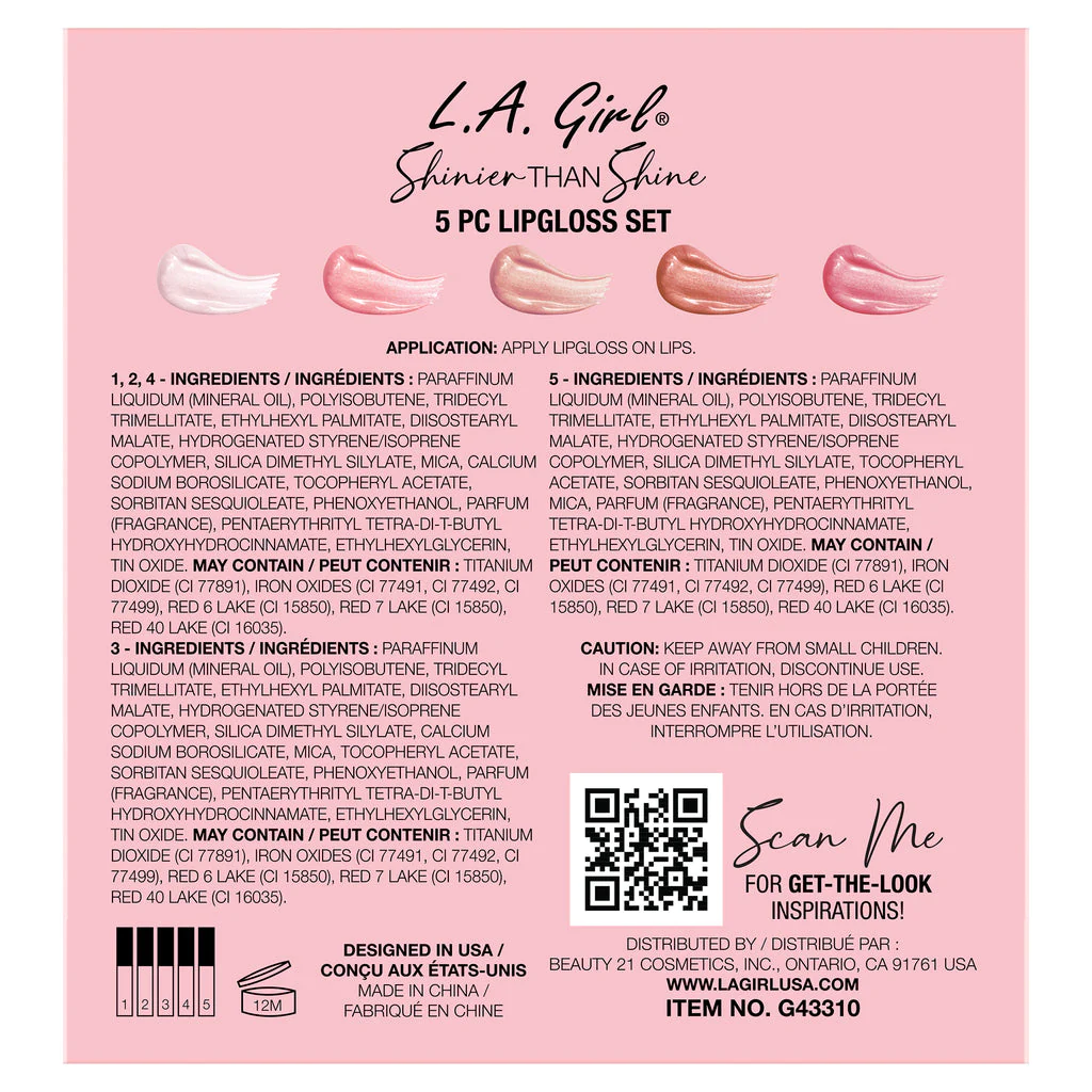 Foto 6 pulgar | Set De 5 Lip Gloss Shinier That Shine L.a Girl