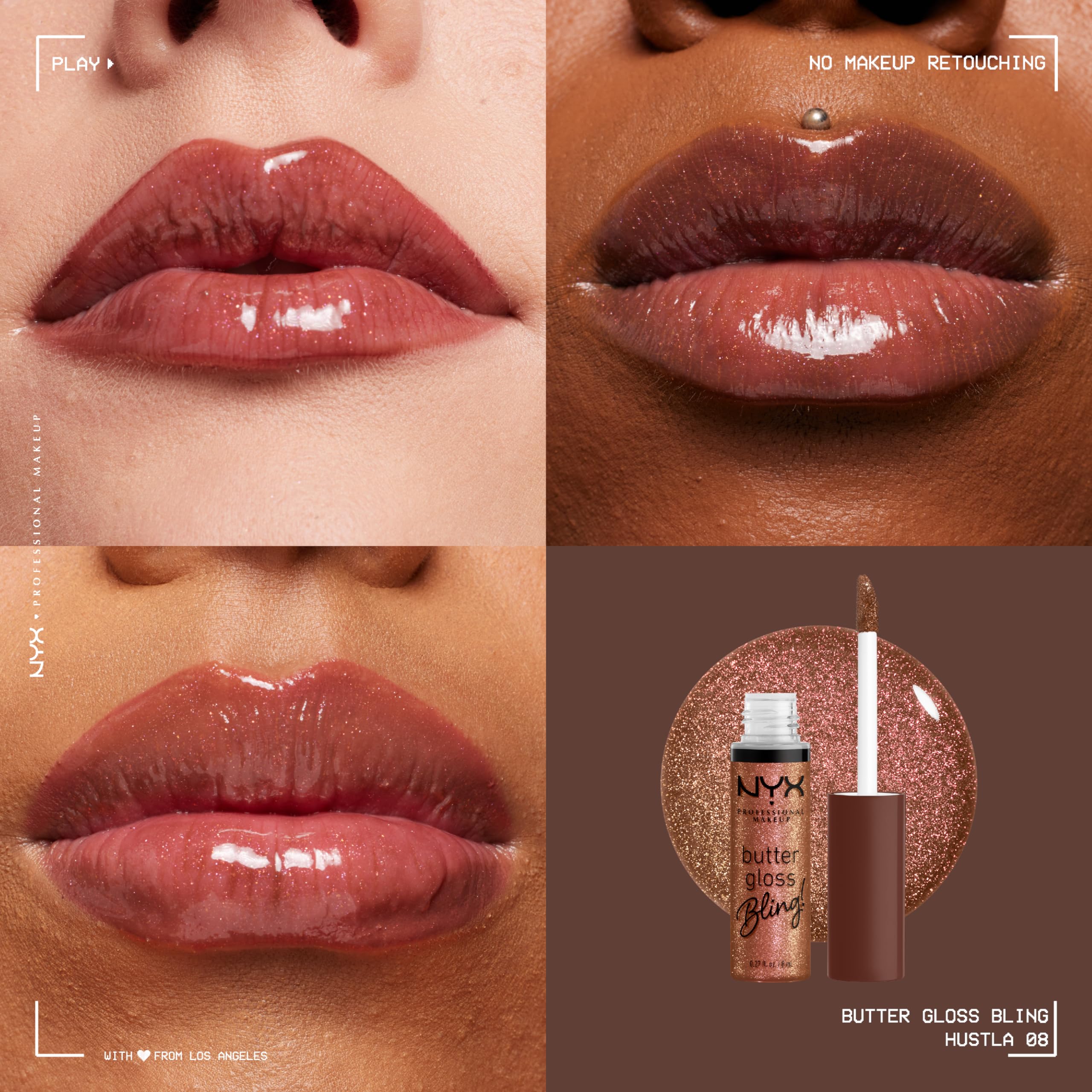 Foto 3 pulgar | Brillo De Labios Nyx Professional Makeup Butter Gloss Bling Hustla - Venta Internacional.