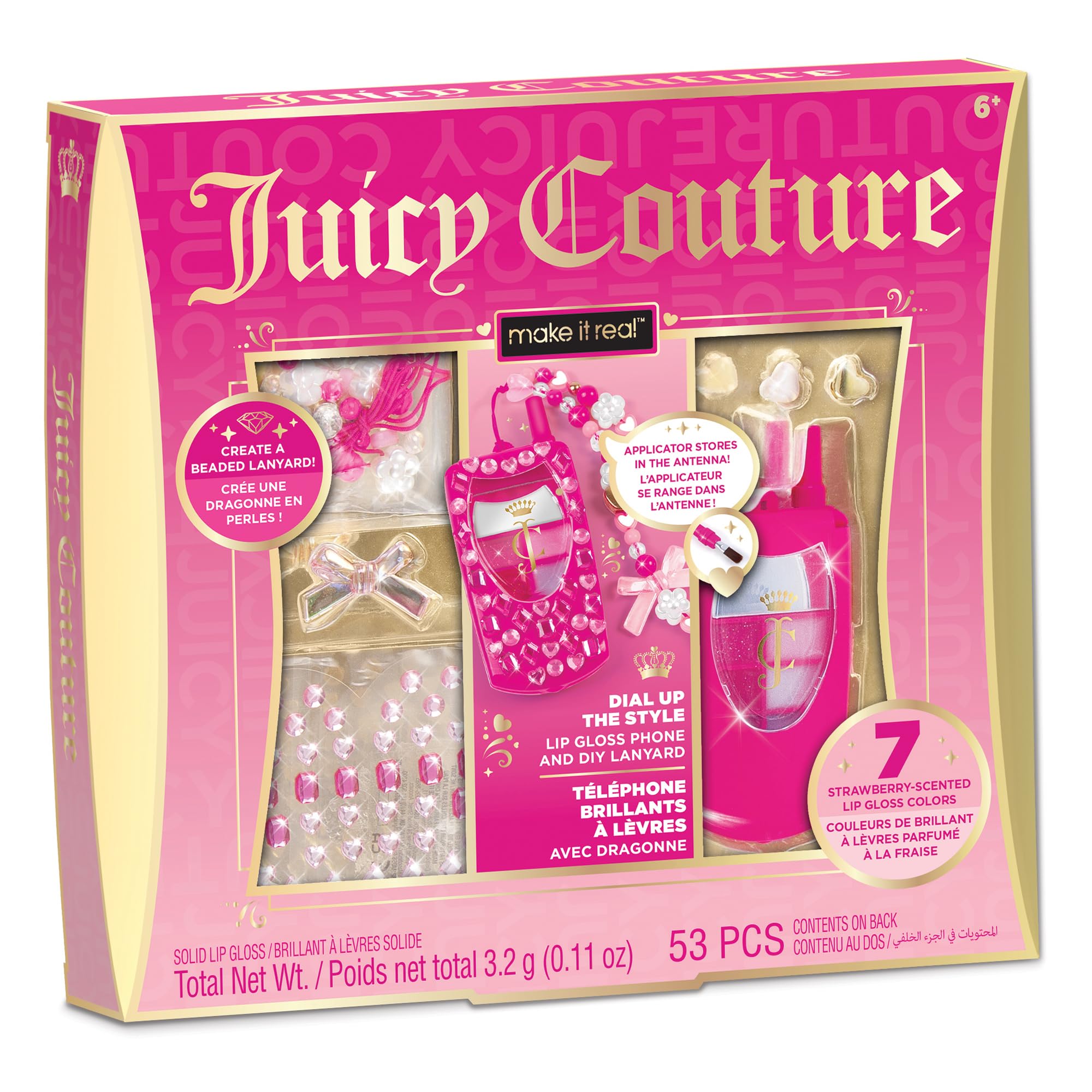 Foto 1 | Set De Brillos De Labios Make It Real Juicy Couture Con Teléfono Plegable Y Cordón De Bricolaje - Venta Internacional.