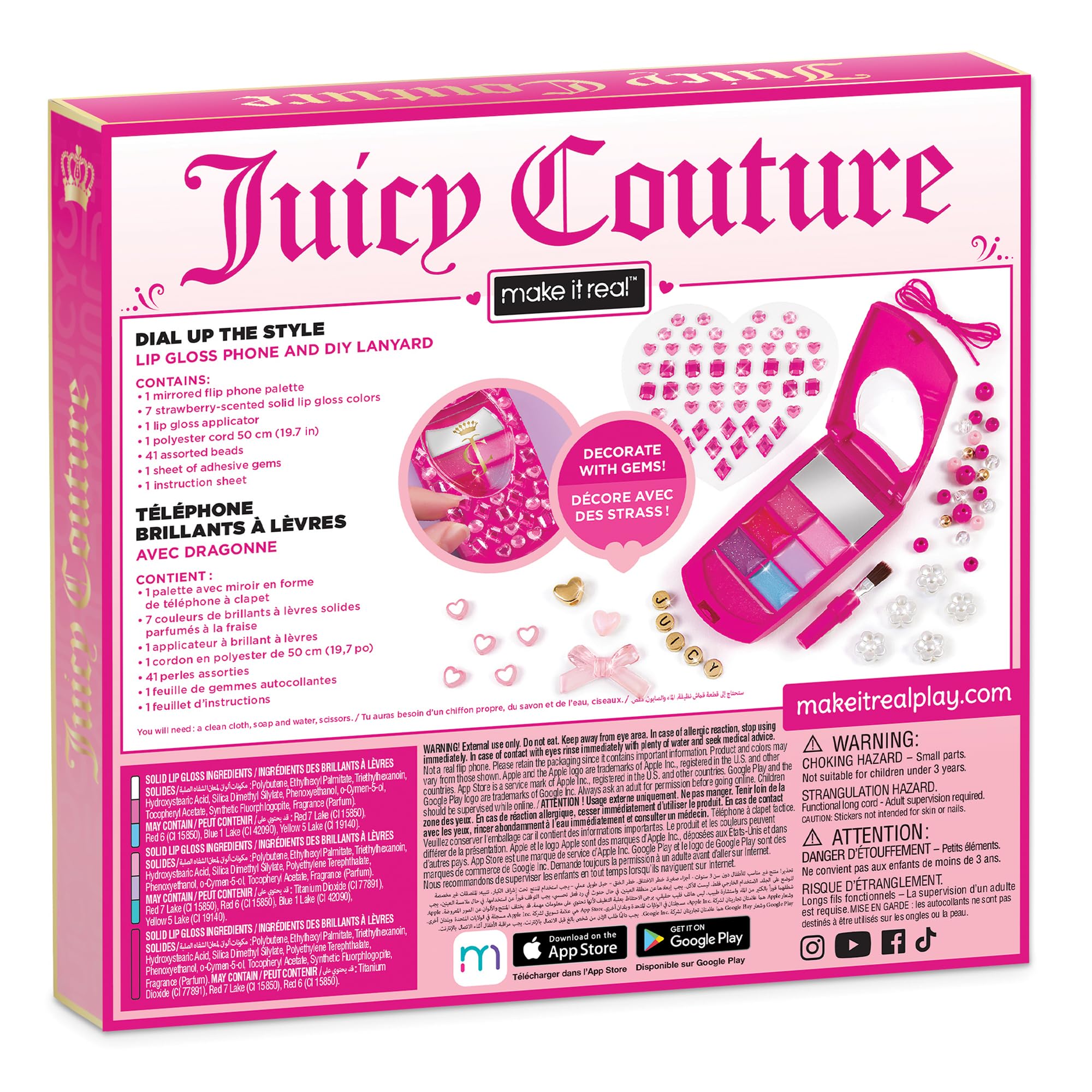 Foto 3 | Set De Brillos De Labios Make It Real Juicy Couture Con Teléfono Plegable Y Cordón De Bricolaje - Venta Internacional.