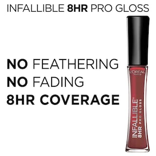 Foto 3 | Brillo De Labios L'oréal Paris Infallible, 8 Horas, Hidratante Y Reluciente Baya, 6 Ml - Venta Internacional.