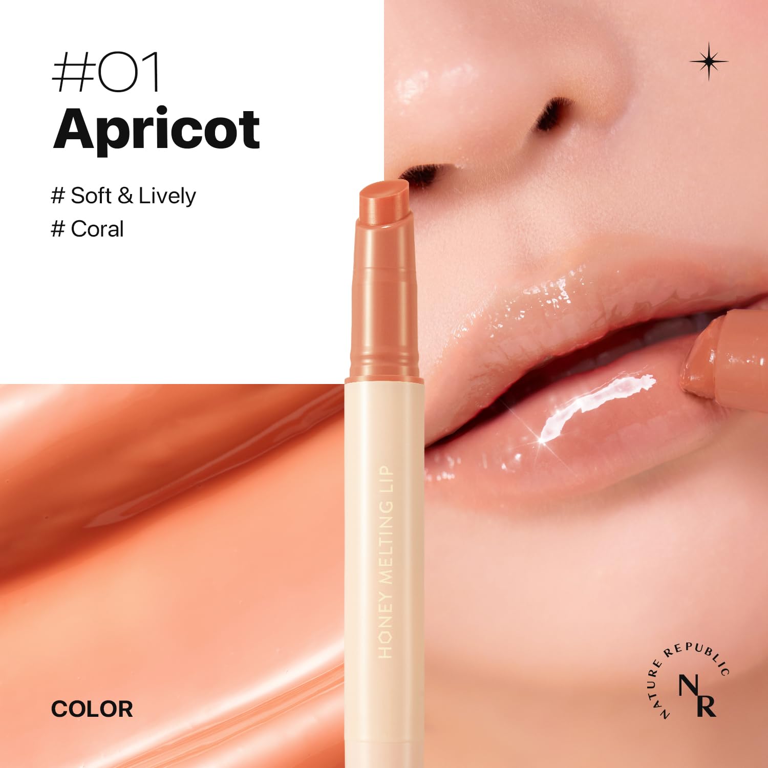 Foto 4 pulgar | Lip Plumper Nature Republic Honey Melting Lip 01 Albaricoque - Venta Internacional.