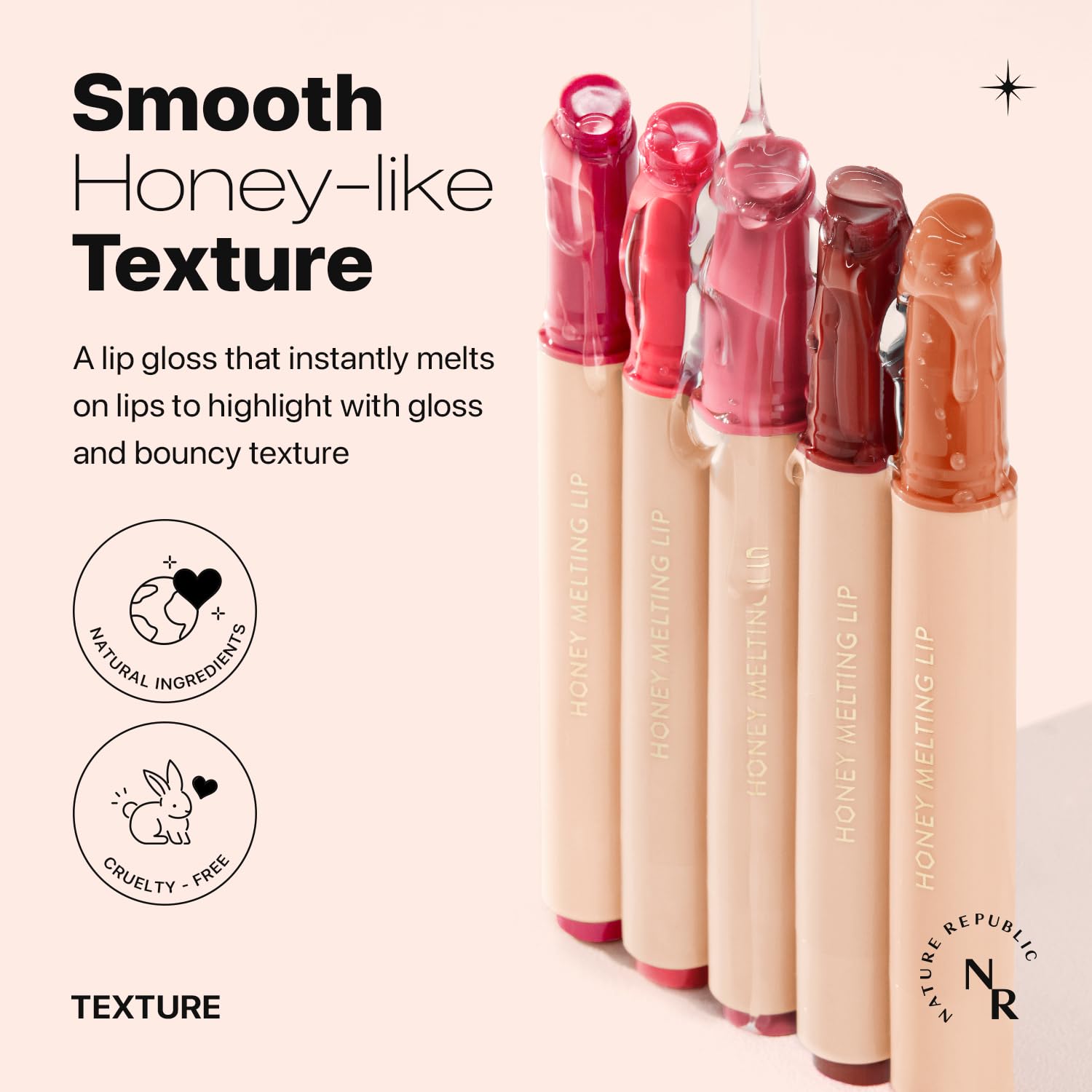 Foto 5 pulgar | Lip Plumper Nature Republic Honey Melting Lip 01 Albaricoque - Venta Internacional.