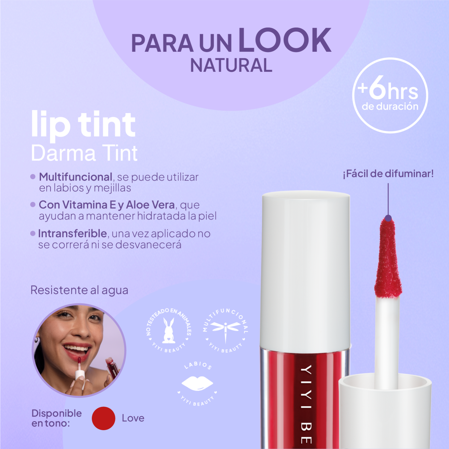 Foto 4 pulgar | Tinte de labios y mejillas Darma Tint Love de YIYI BEAUTY