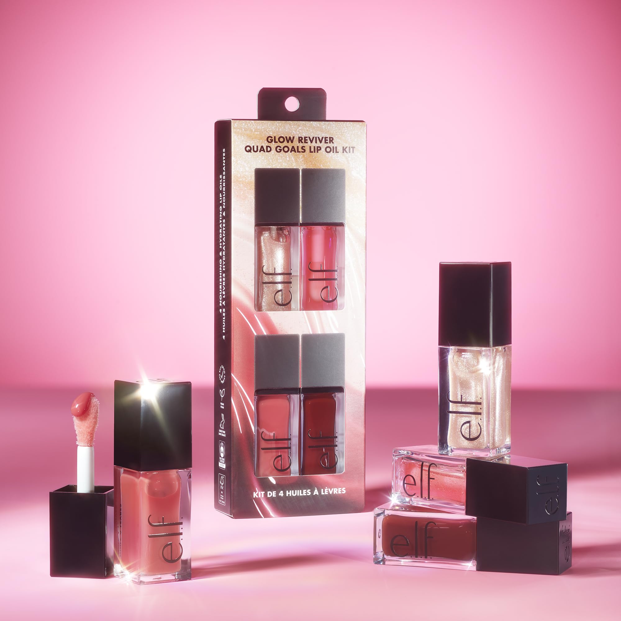 Foto 7 pulgar | Kit De Aceites Labiales E.l.f. Glow Reviver Quad Goals Con 4 Brillos - Venta Internacional.