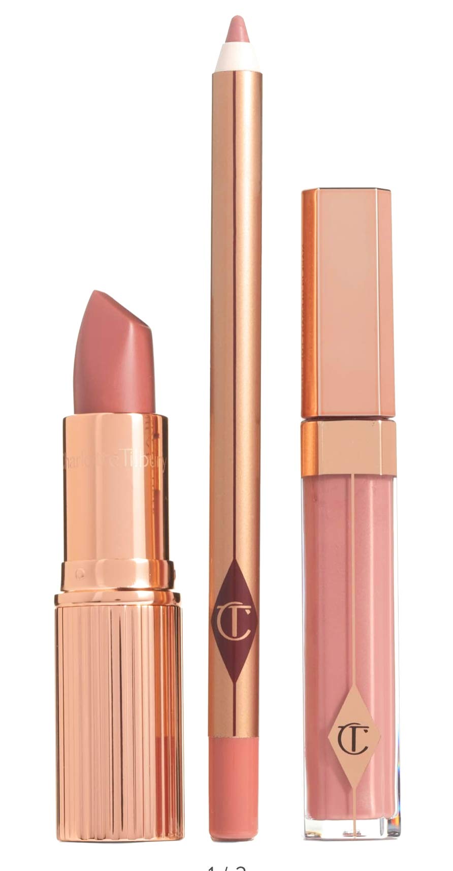 Lip Kit Charlotte Tilbury Pillow Talk Delineador De Labios, Lápiz Labial Y Brillo Labial - Venta Internacional.