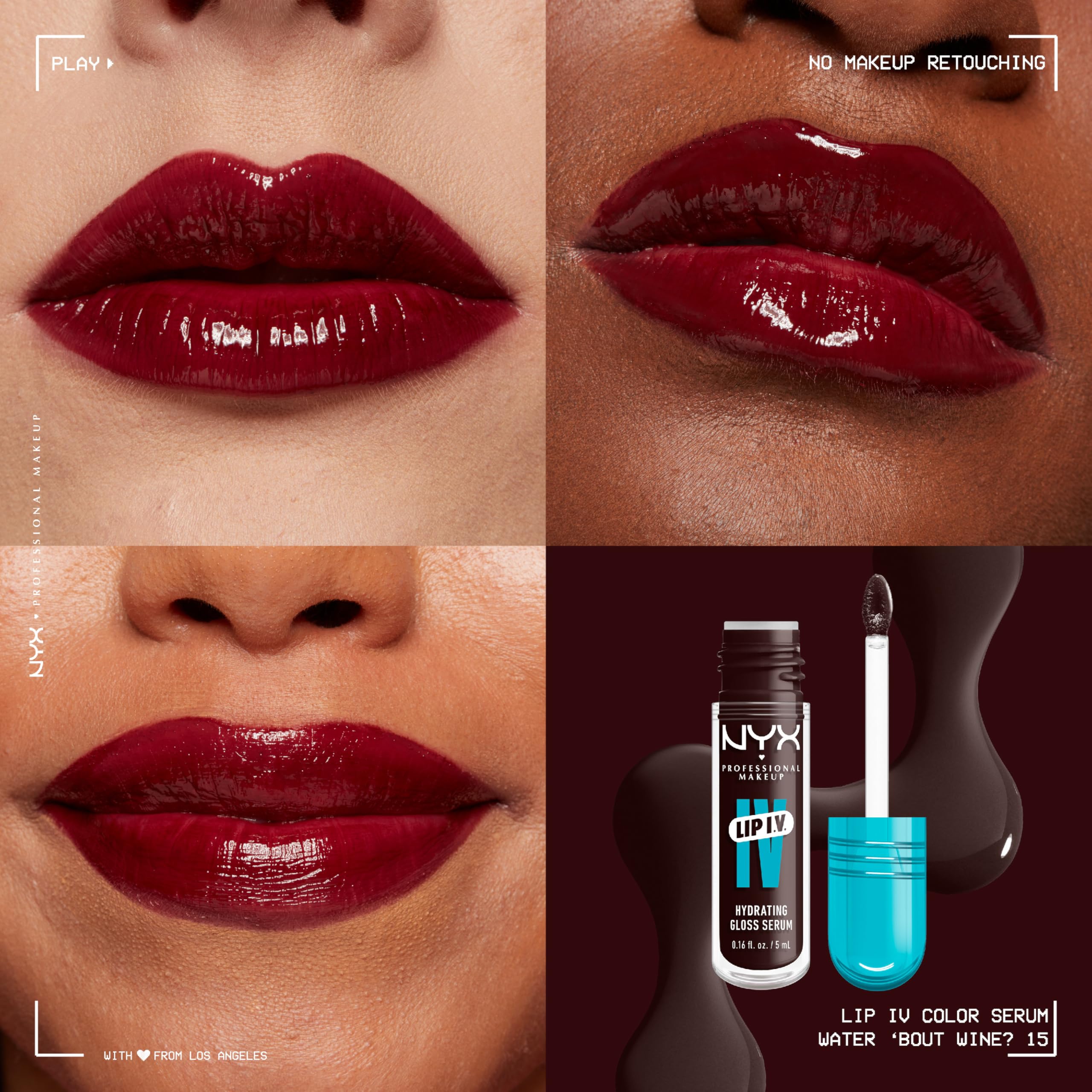 Foto 2 | Brillo De Labios Nyx Professional Makeup Lip Iv Hydrating Water Bout Wine - Venta Internacional.
