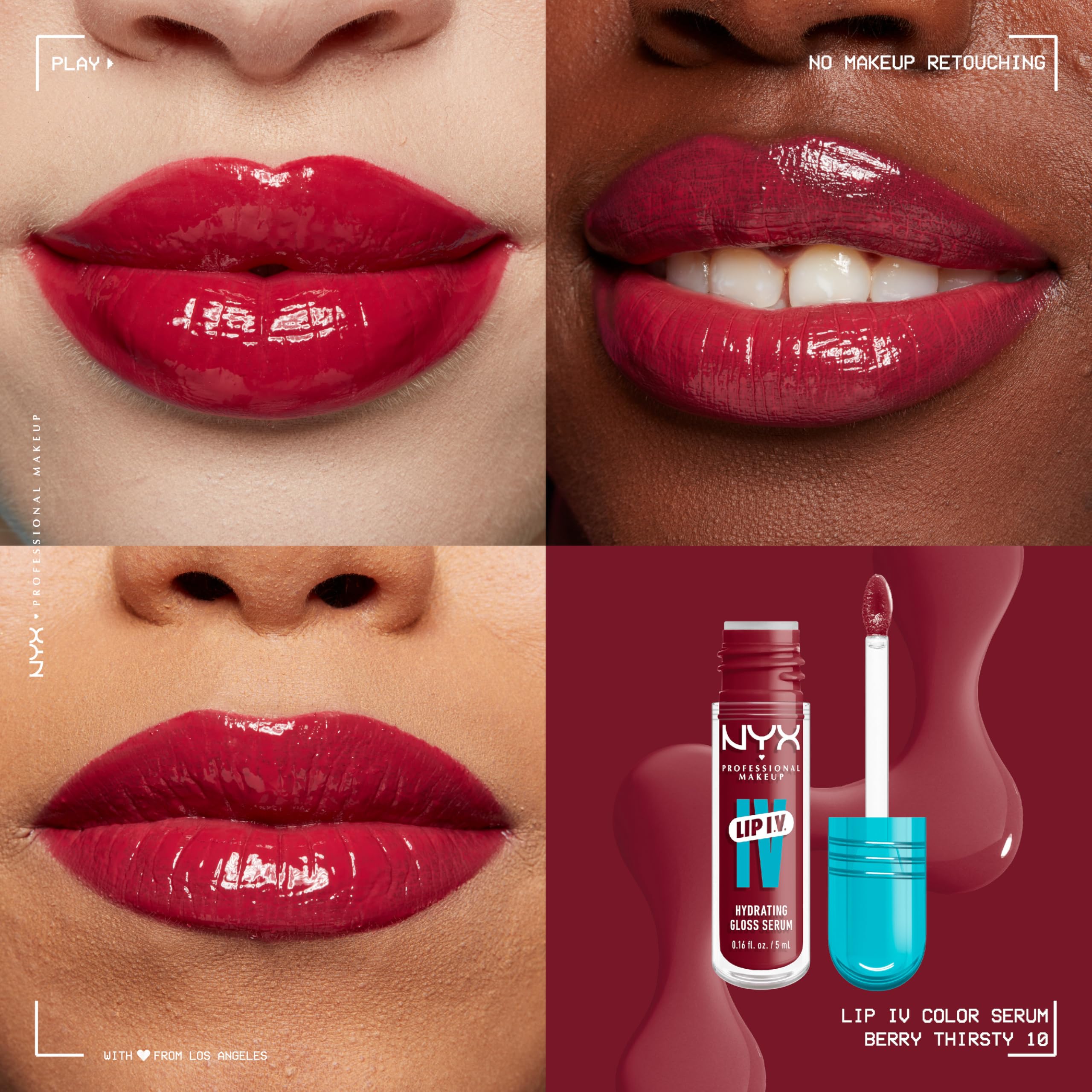 Foto 3 pulgar | Brillo De Labios Nyx Professional Makeup Lip Iv Hydrating Berry - Venta Internacional.