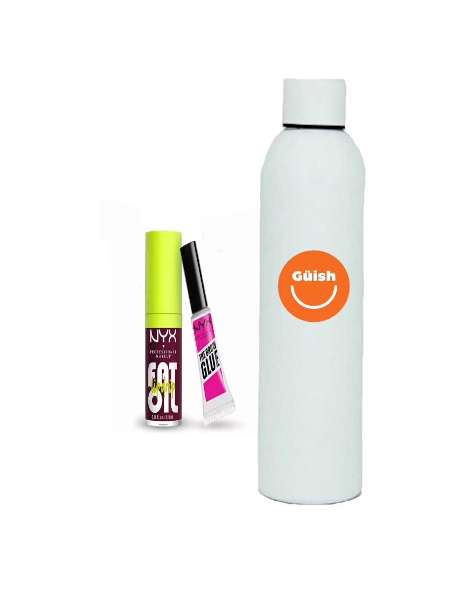 Foto 2 pulgar | Kit Brillo Labial Fat Oil + Gel De Cejas The Brow Glue Nyx + Termo De Regalo Güish