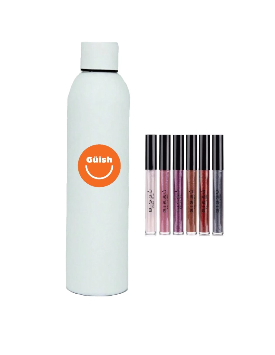 Foto 2 pulgar | Kit Brillo Labial Con Glitter 6 Tonos Bissù + Termo De Regalo Güish